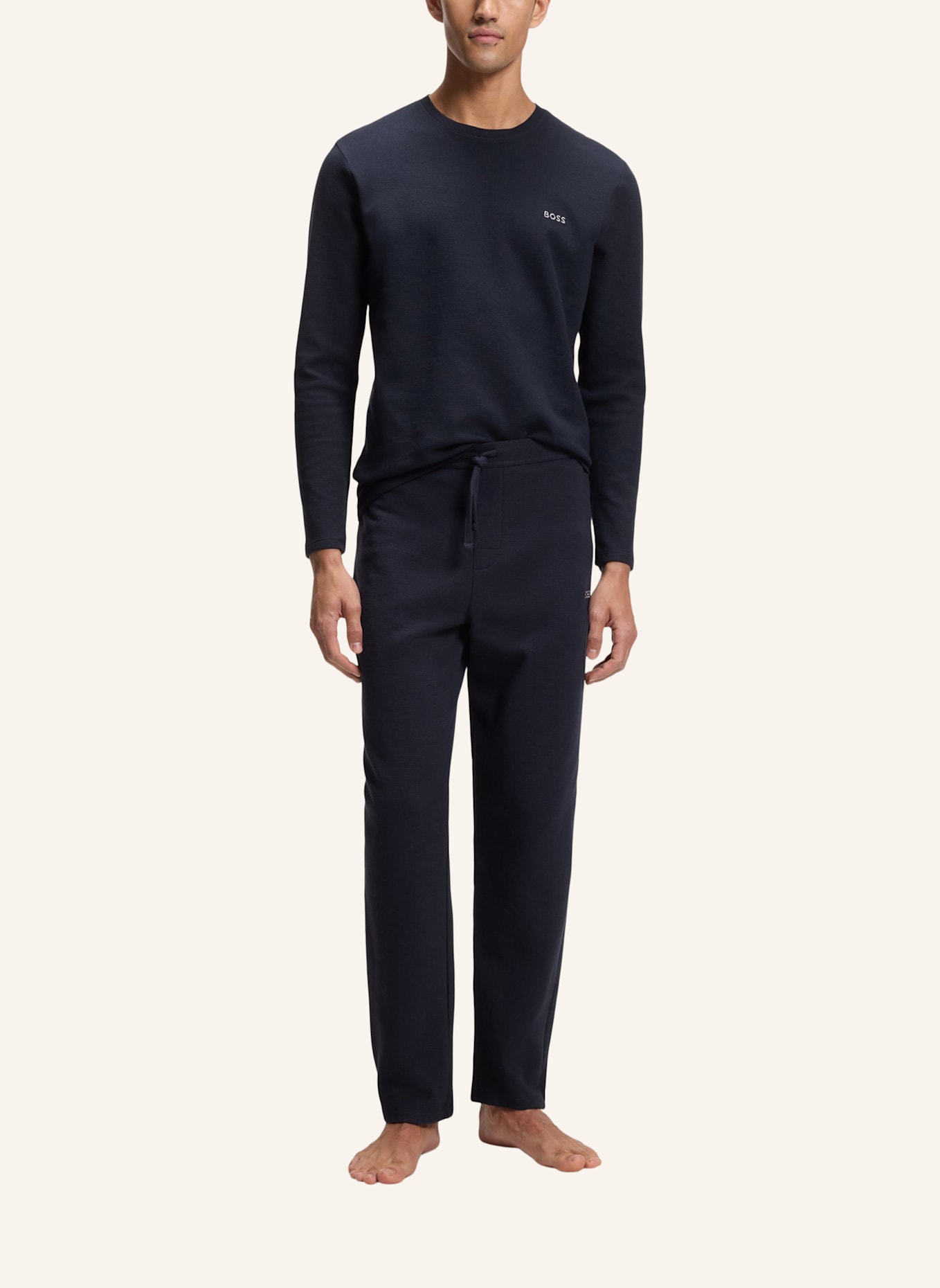 BOSS Schlafshirt WAFFLE: DUNKELBLAU