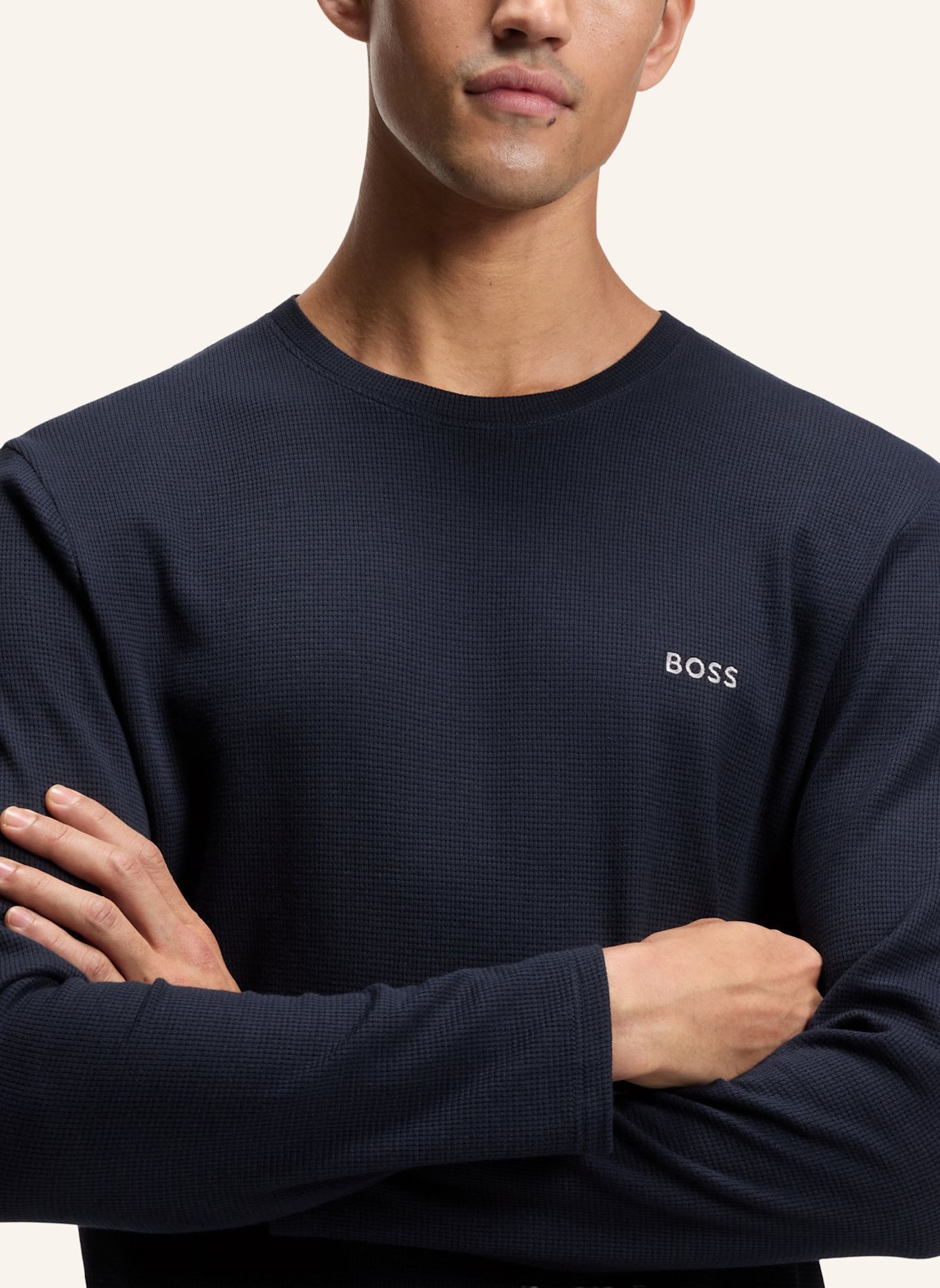 BOSS Schlafshirt WAFFLE: DUNKELBLAU