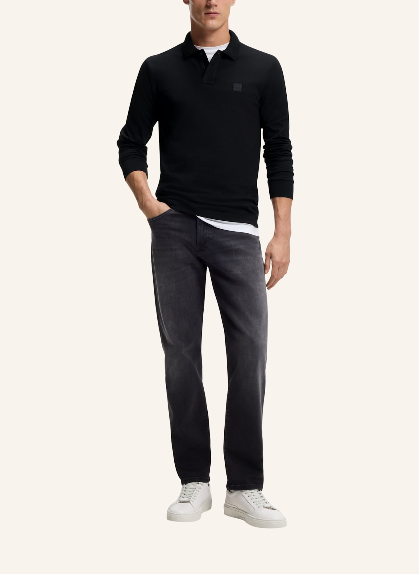 BOSS Piqué-Poloshirt PASSERBY Slim Fit: SCHWARZ