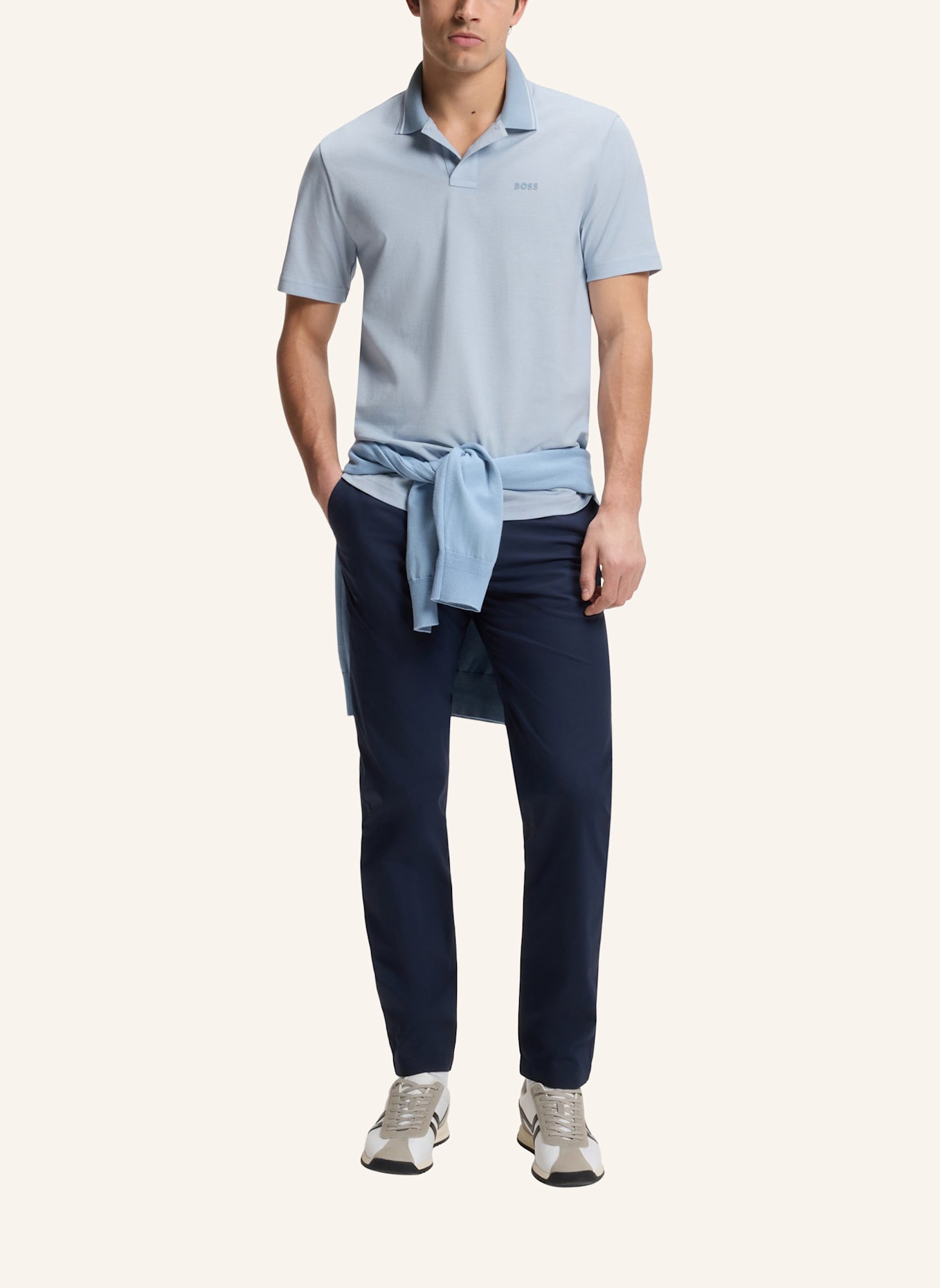 BOSS Piqué-Poloshirt PEOXFORDNEW: HELLBLAU