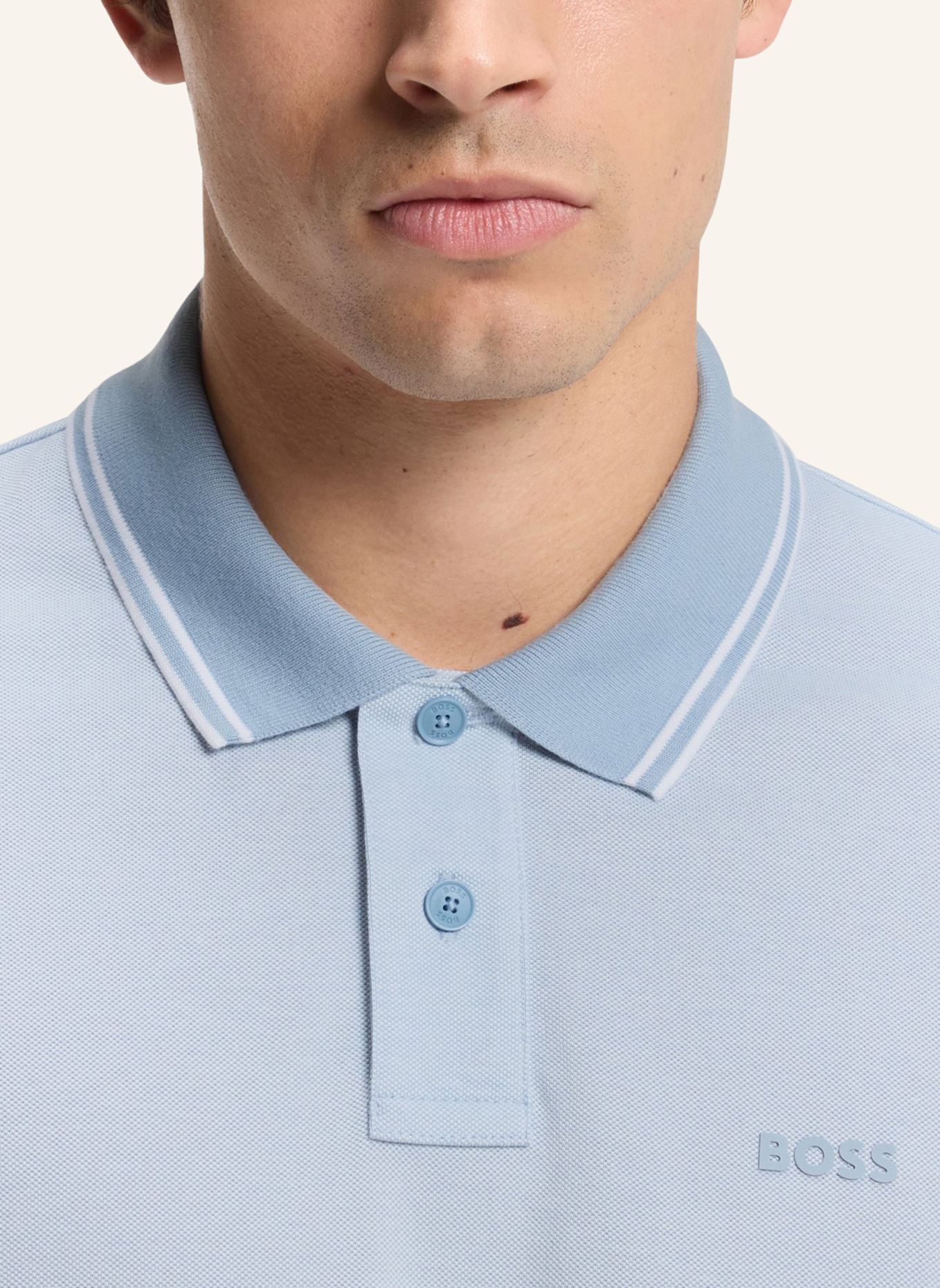 BOSS Piqué-Poloshirt PEOXFORDNEW: HELLBLAU