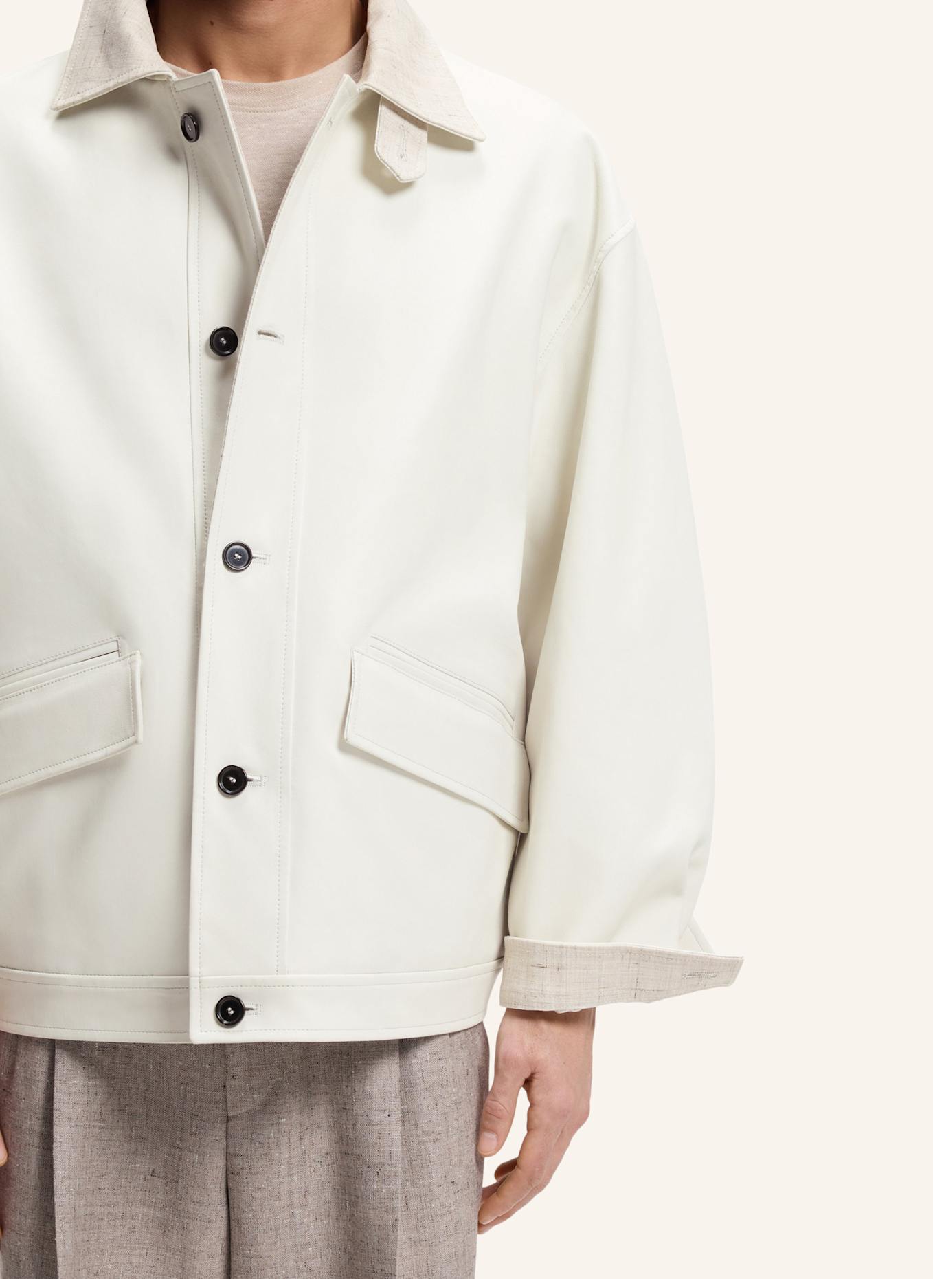 BOSS Lederjacke CLEAK_RW: WEISS