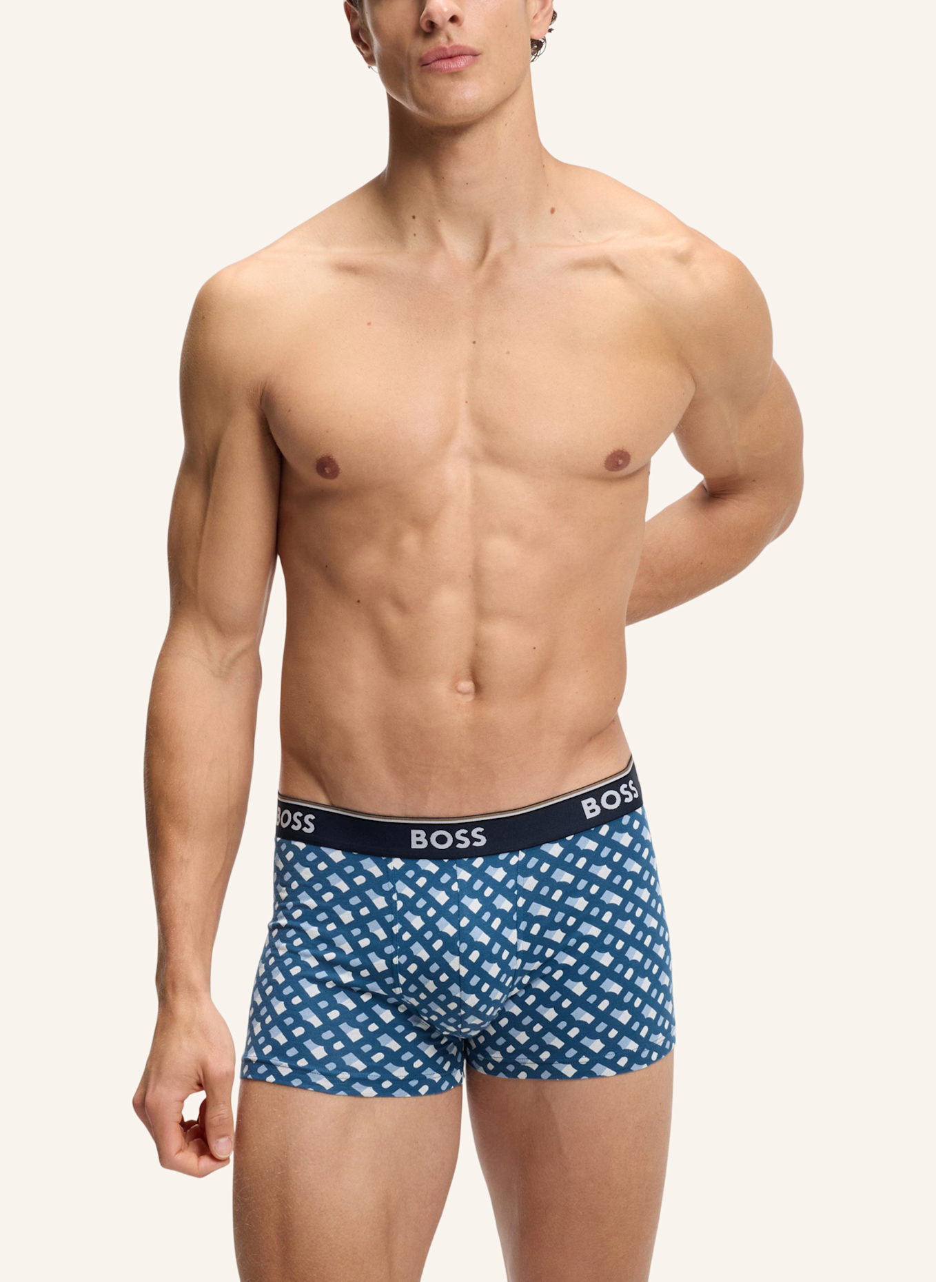 BOSS Boxershort TRUNK 3P POWER DESIG: BLAU