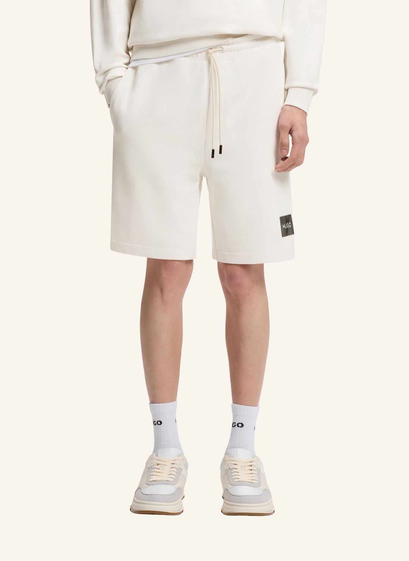 HUGO Kurze Hose DARIX Relaxed Fit: WEISS