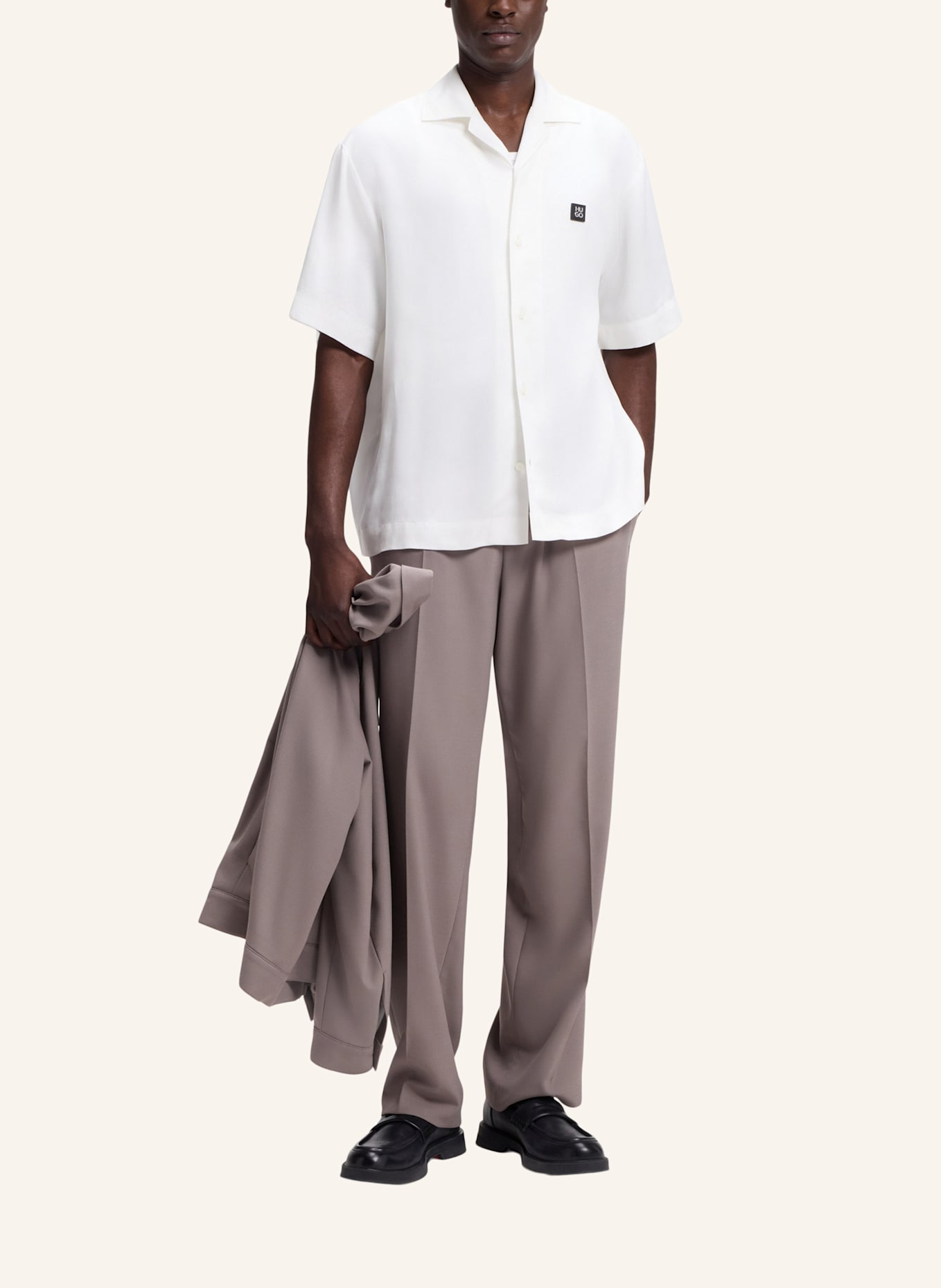 HUGO Casual Hemd ESPINO Oversize Fit: WEISS