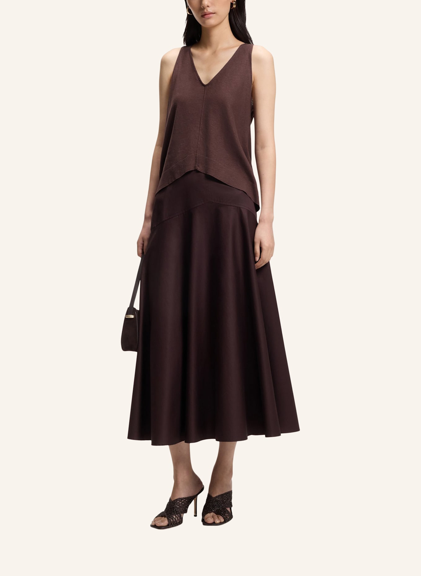 BOSS Casual Top ECLEITA Relaxed Fit: DUNKELBRAUN