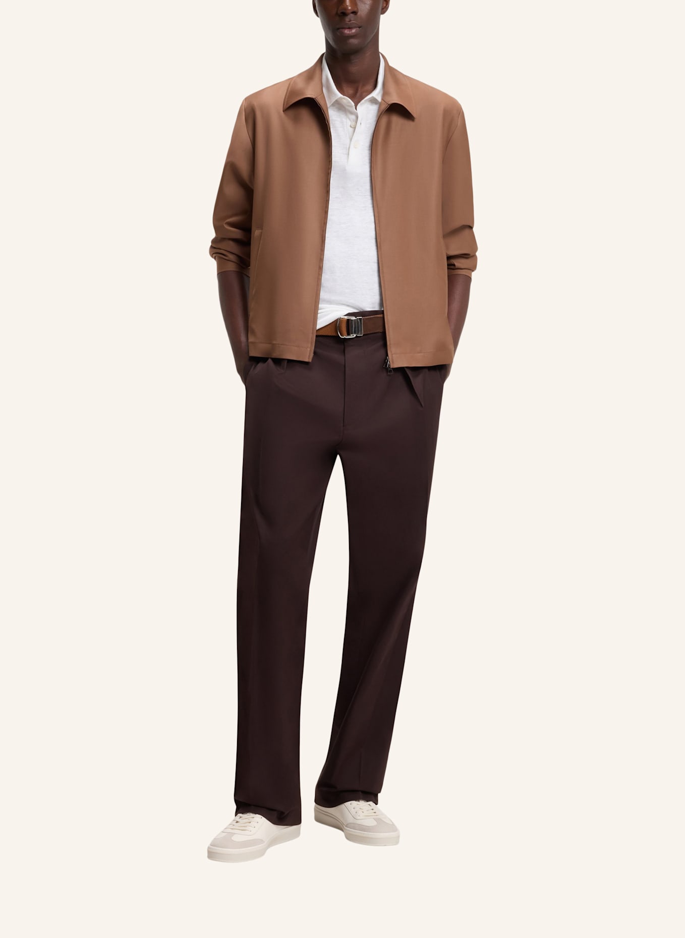 BOSS Strick-Poloshirt PARRIS aus Leinen: WEISS