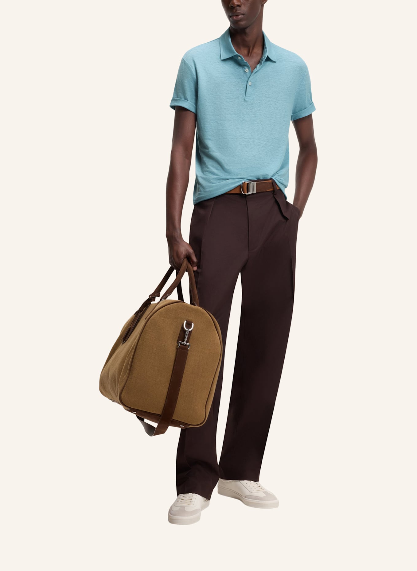 BOSS Strick-Poloshirt PARRIS aus Leinen: BLAU