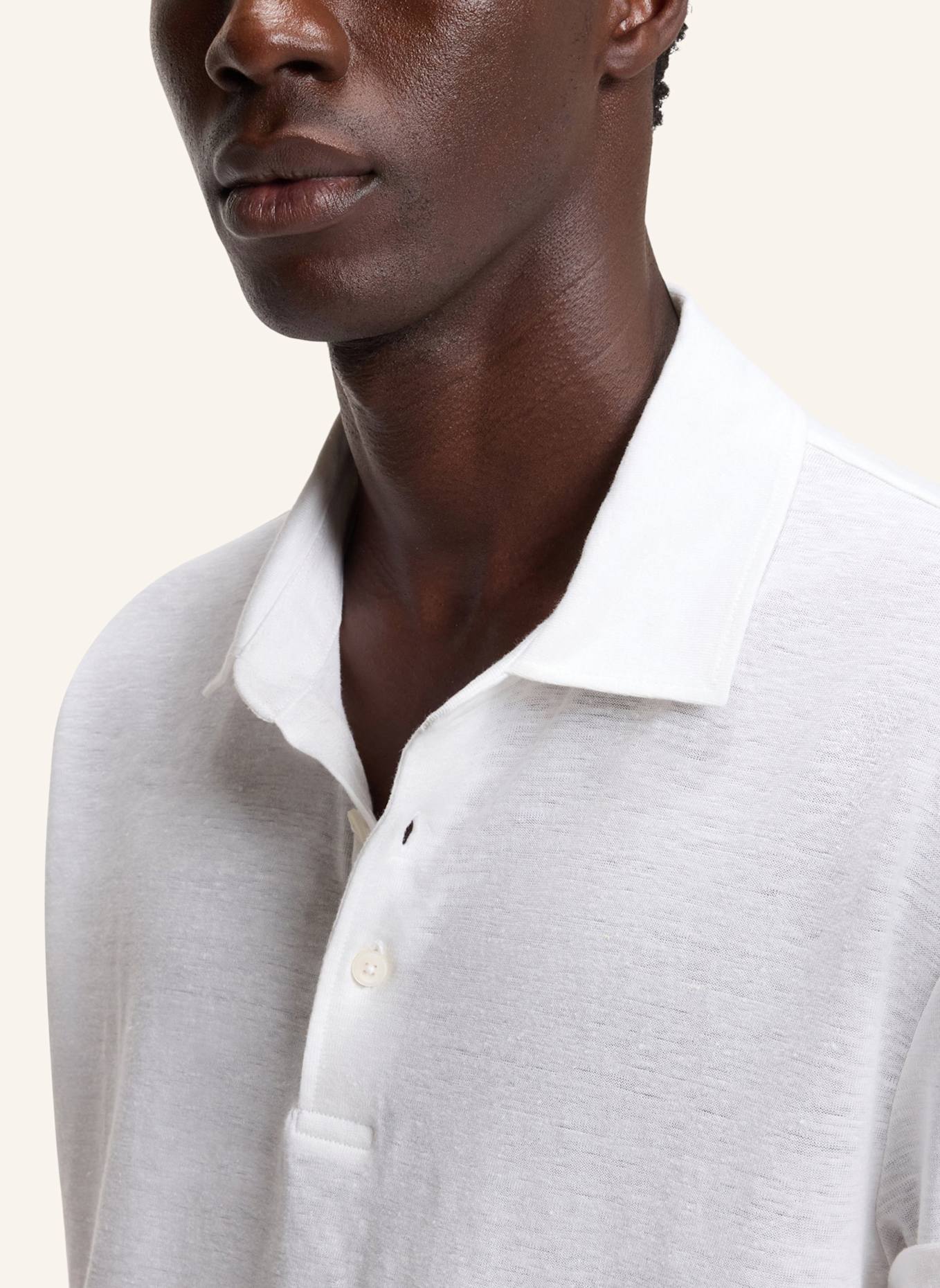 BOSS Strick-Poloshirt PARRIS aus Leinen: WEISS