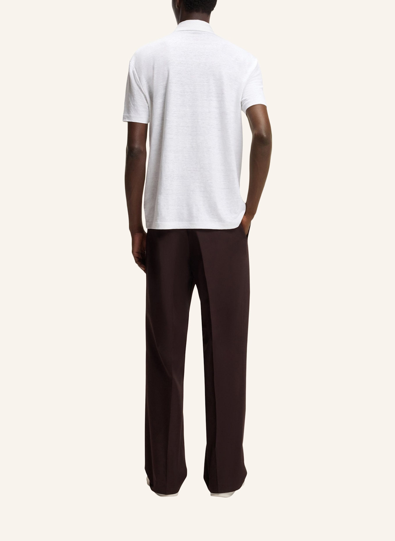 BOSS Strick-Poloshirt PARRIS aus Leinen: WEISS