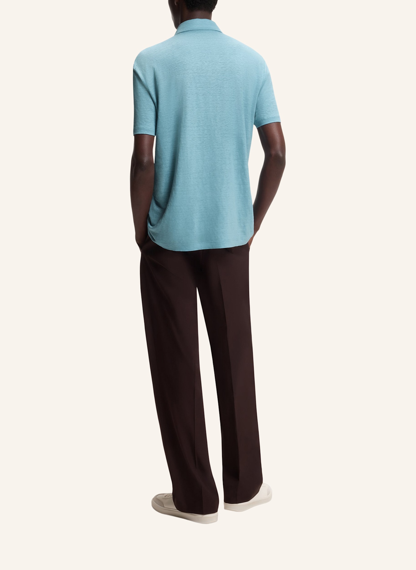 BOSS Strick-Poloshirt PARRIS aus Leinen: BLAU