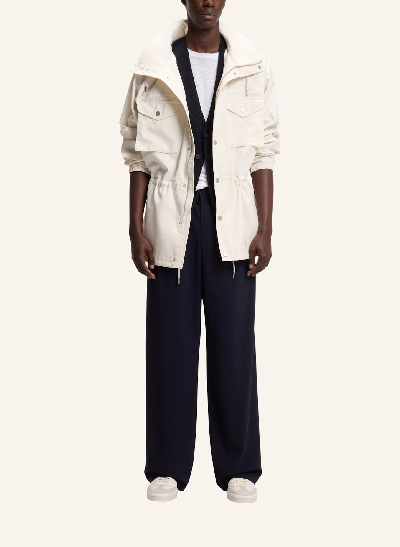 BOSS Strickshirt TAUT aus Leinen: WEISS