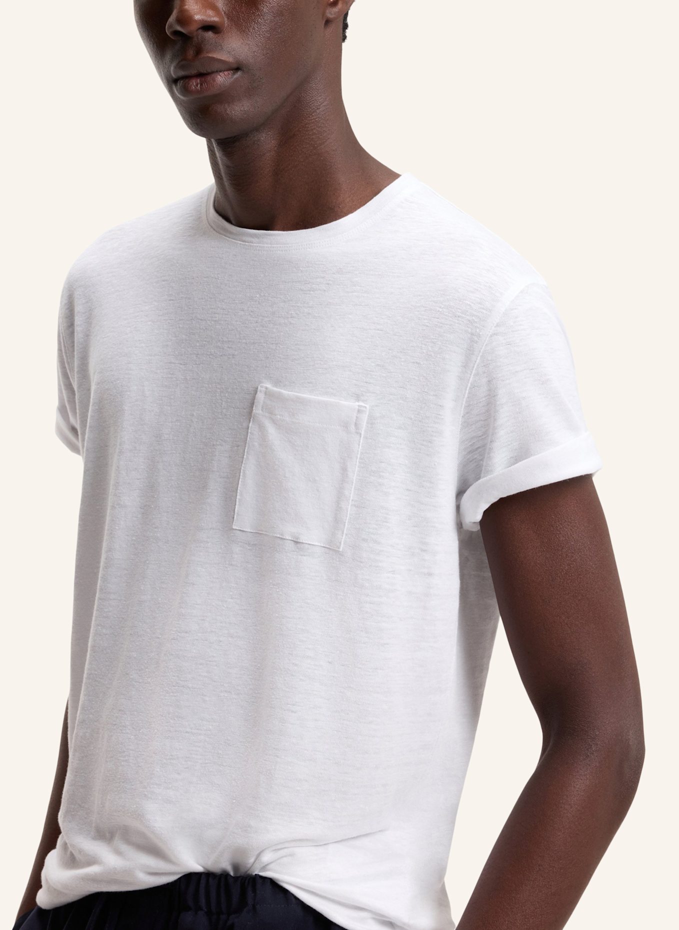 BOSS Strickshirt TAUT aus Leinen: WEISS