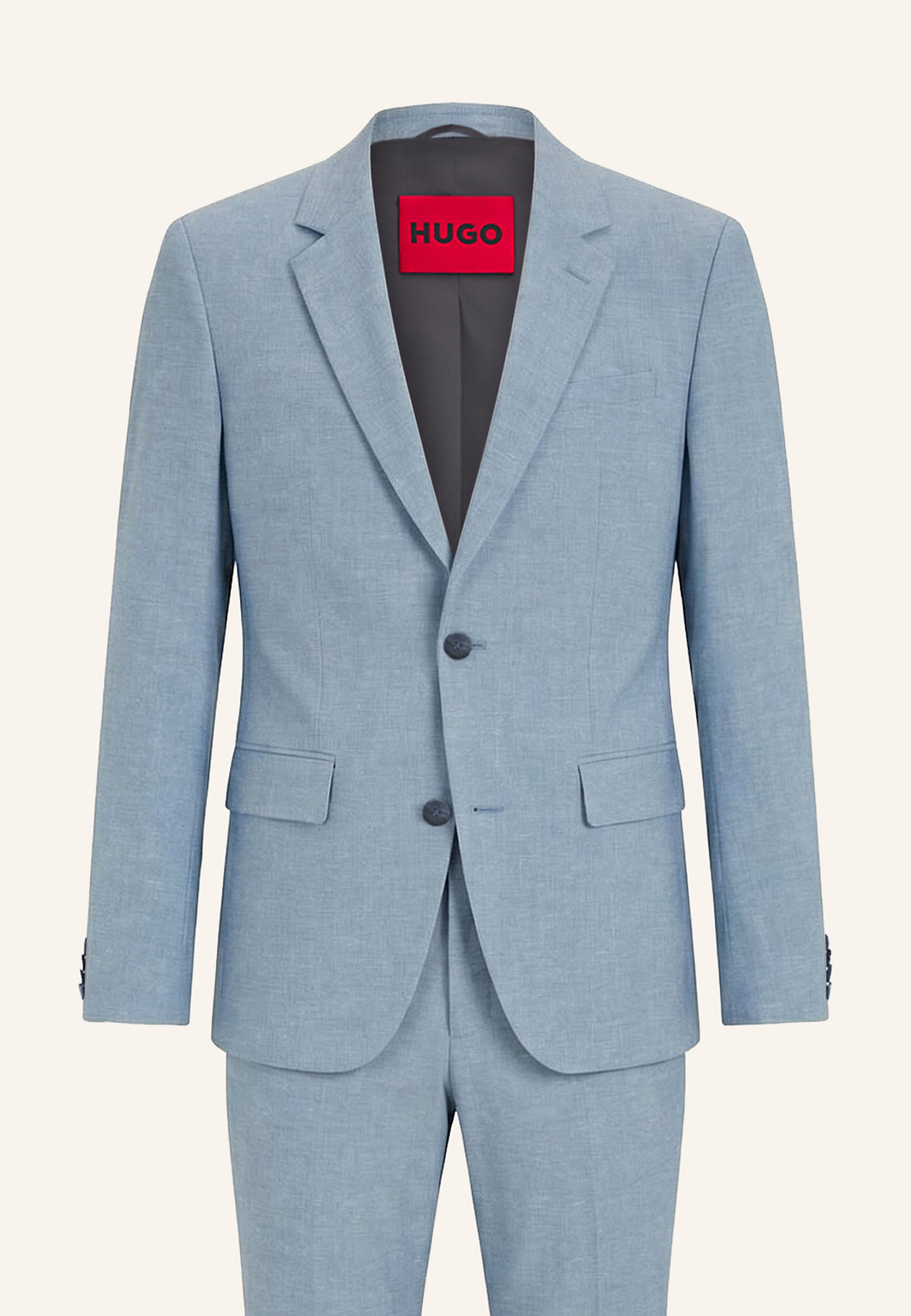 HUGO Business Anzug HENRY-GETLIN253X Slim Fit: BLAU/ HELLBLAU