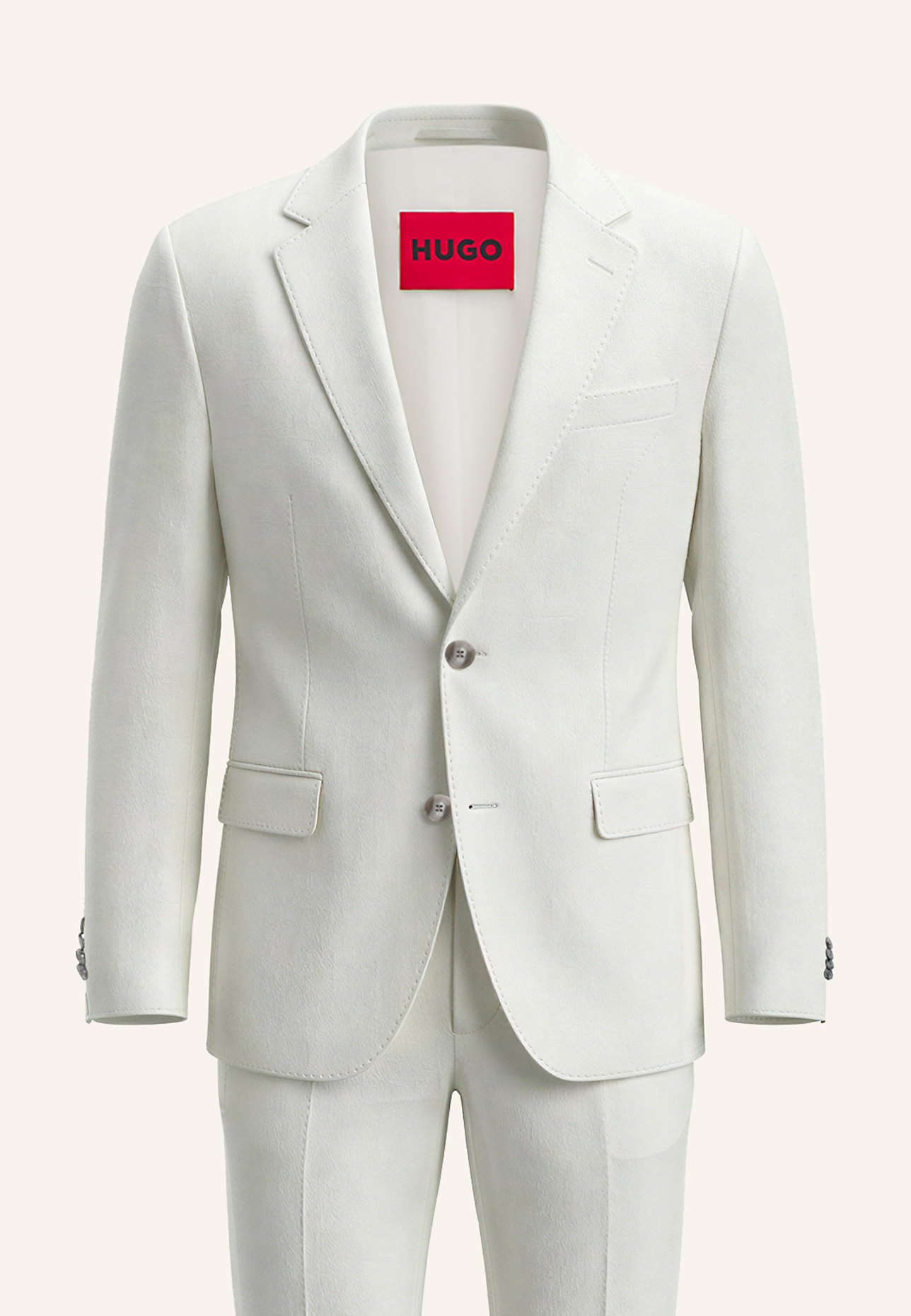 HUGO Business Anzug HENRY-GETLIN253X Slim Fit: WEISS