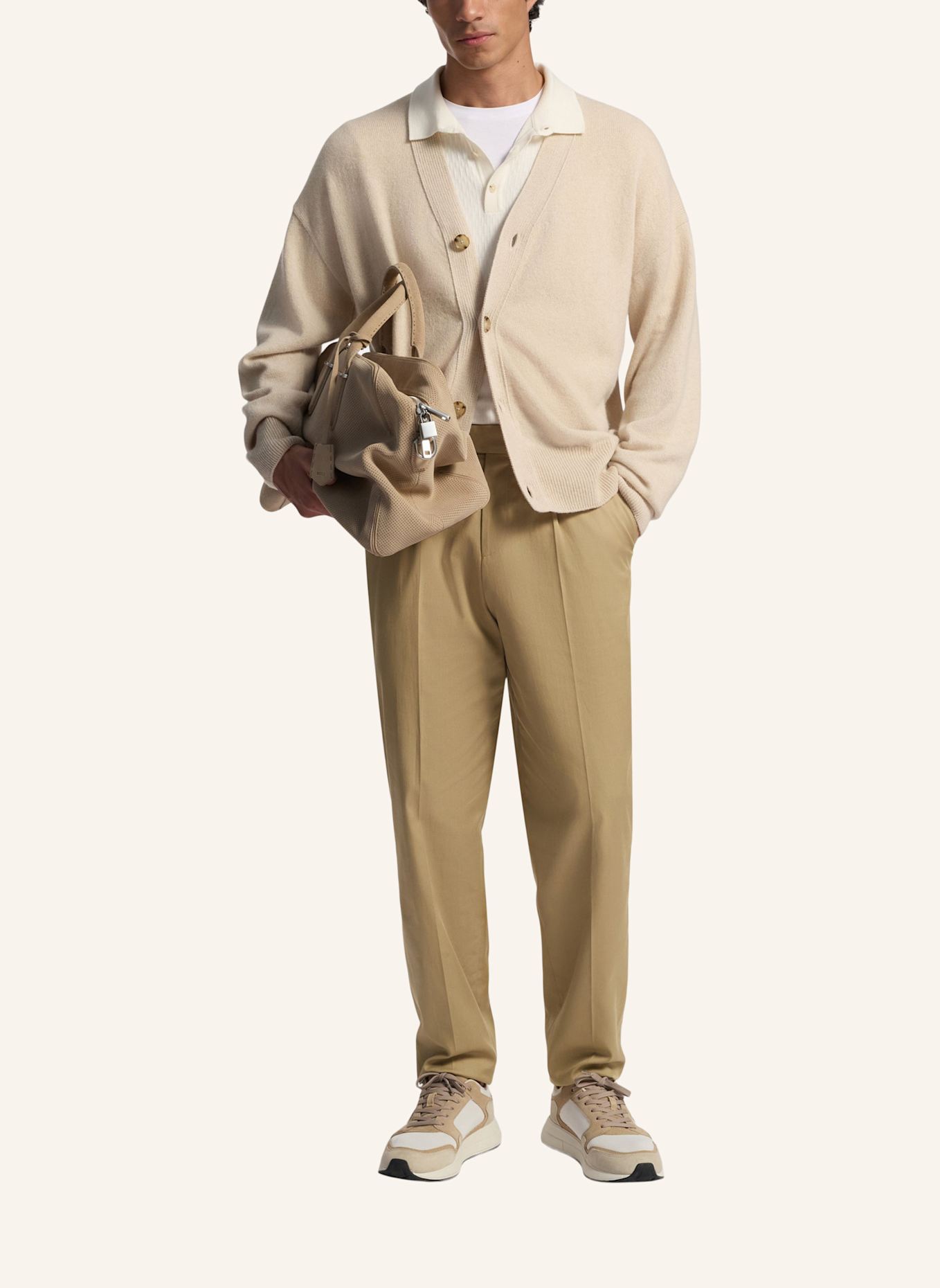 BOSS Business Hose C-PERINO-PL-DTL-254 Tapered Fit: KHAKI