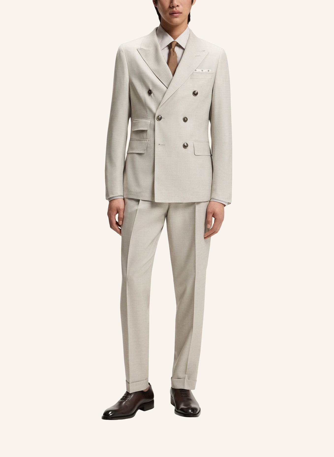 BOSS Business Anzug L-HESTON-2PCS-DB-252 Slim Fit: KHAKI