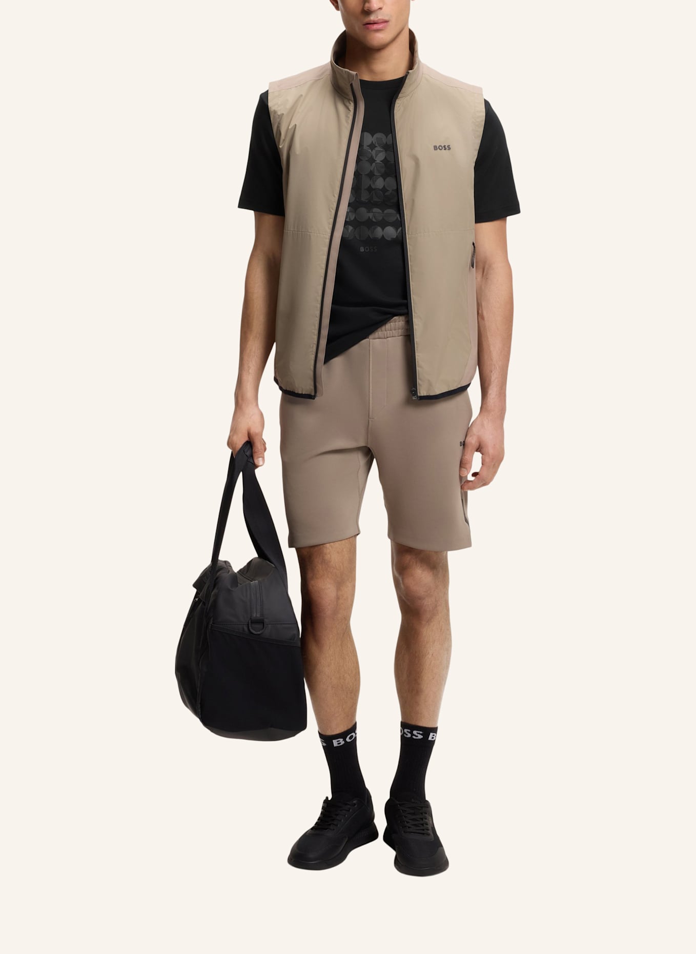 BOSS T-Shirt TEE PRINT STRIPED CZ Relaxed Fit: SCHWARZ