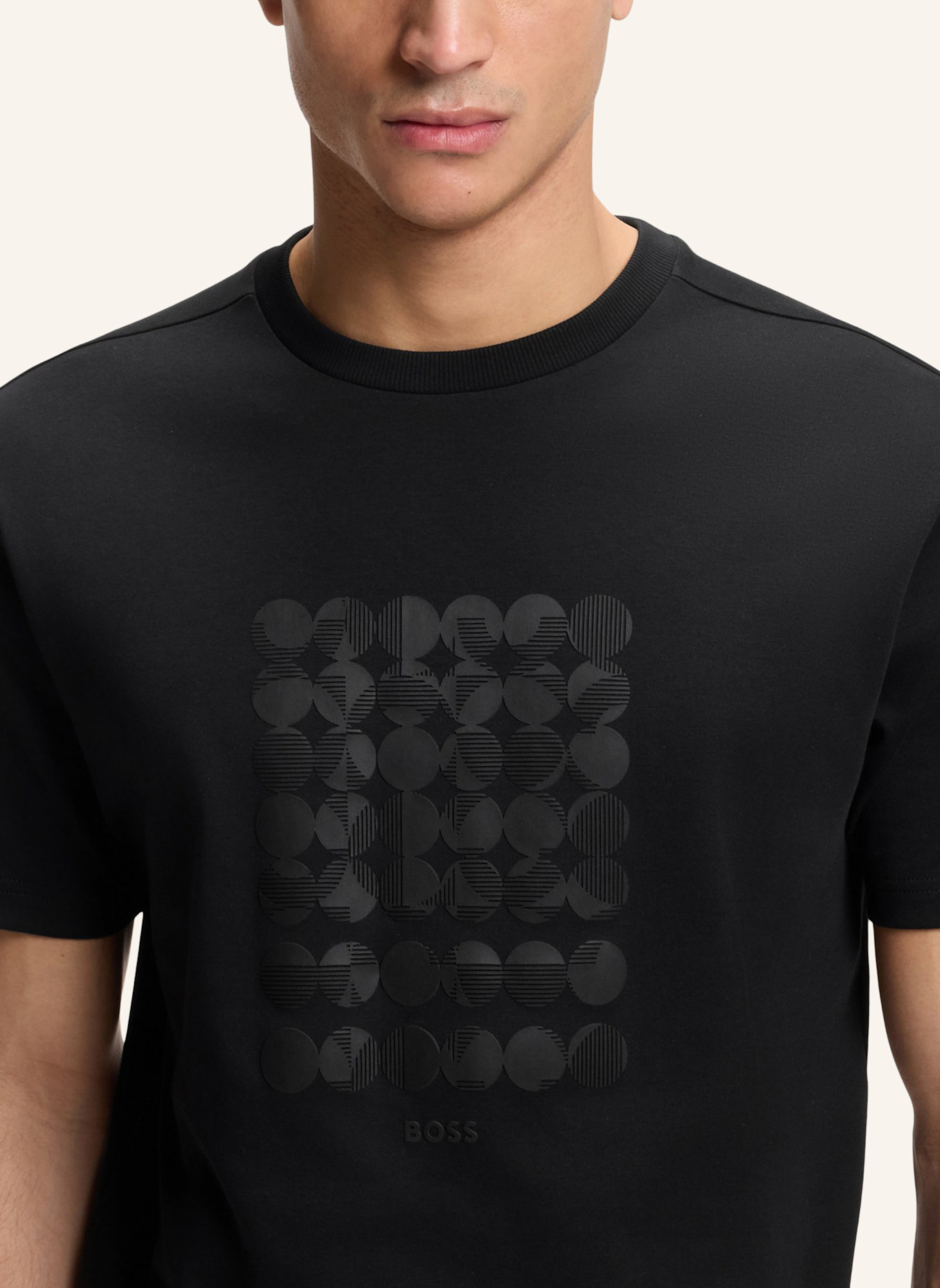 BOSS T-Shirt TEE PRINT STRIPED CZ Relaxed Fit: SCHWARZ