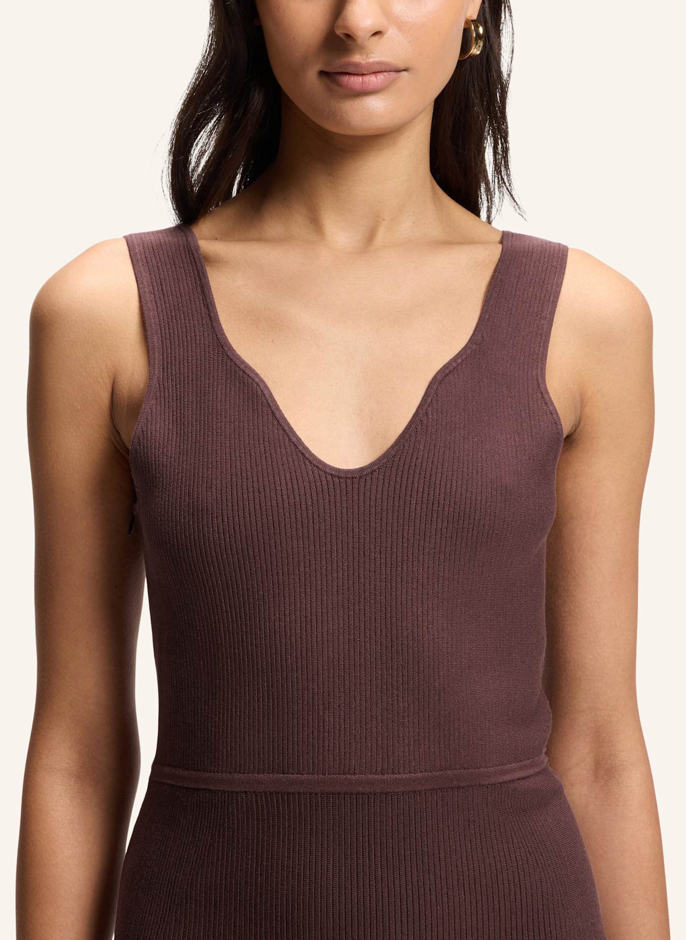 BOSS Gestricktes Kleid FLOE: DUNKELBRAUN