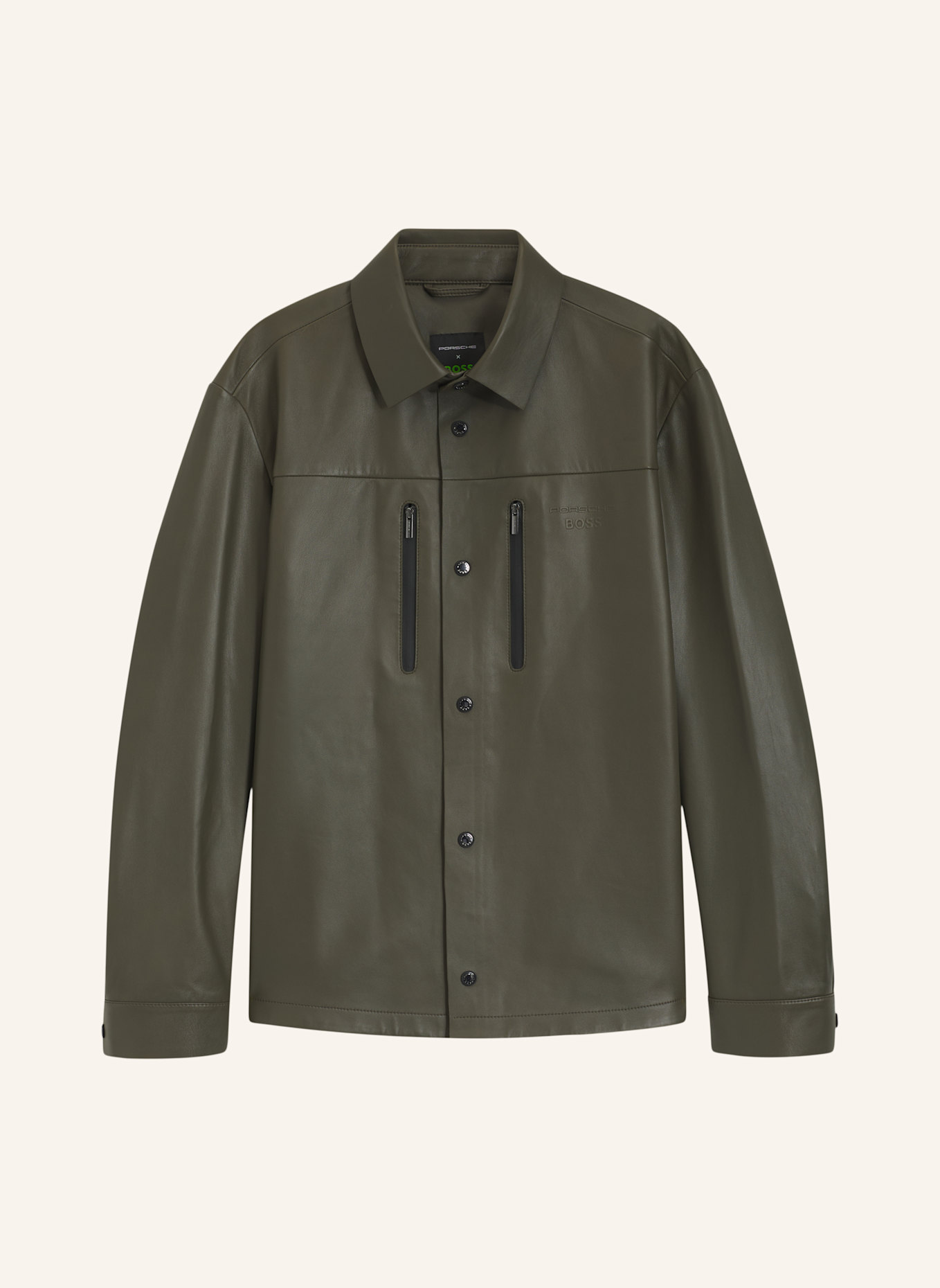 BOSS Lederjacke: GRÜN