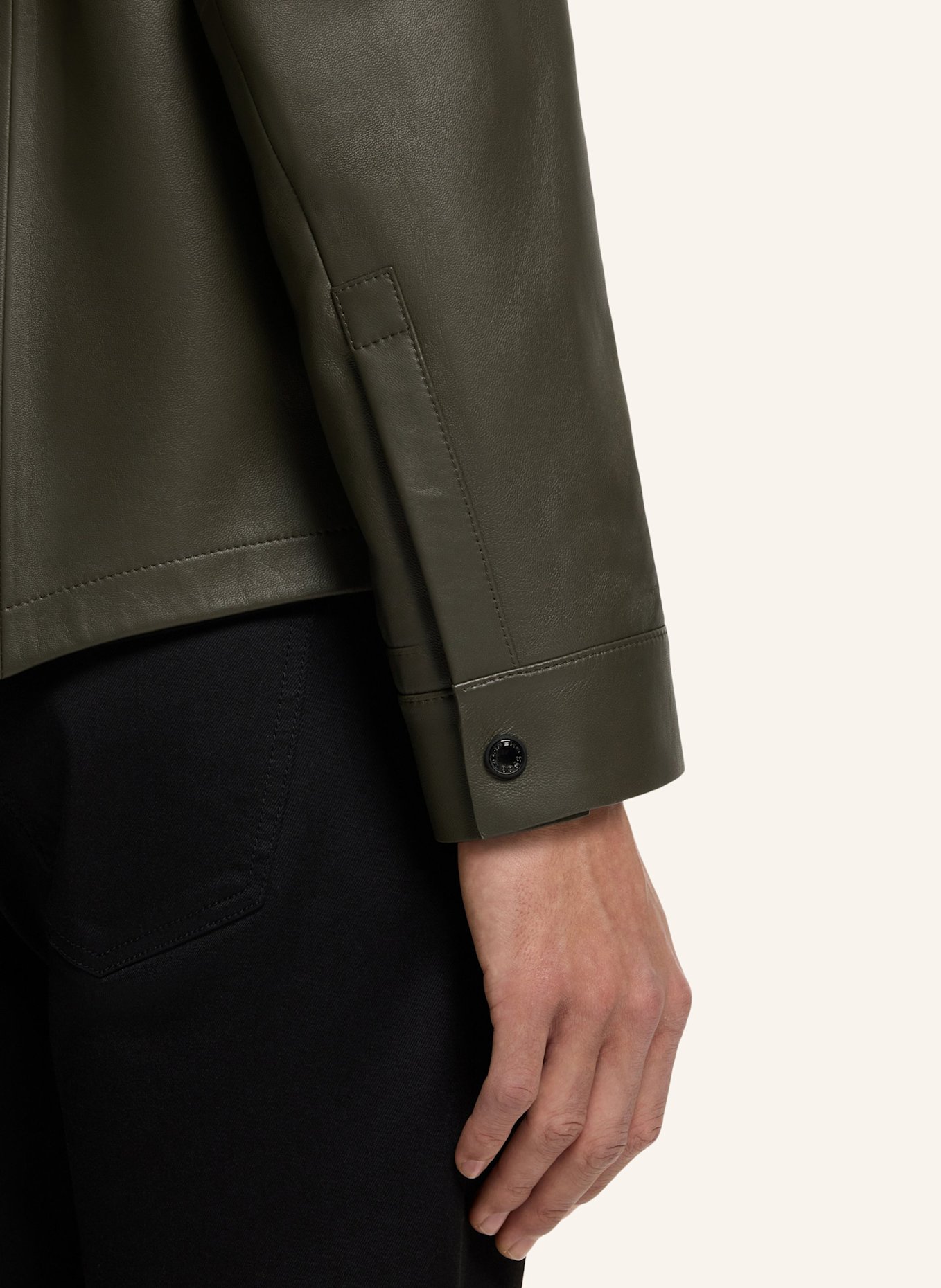 BOSS Lederjacke: GRÜN