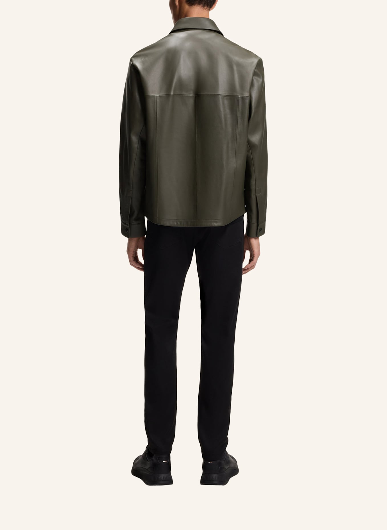 BOSS Lederjacke: GRÜN