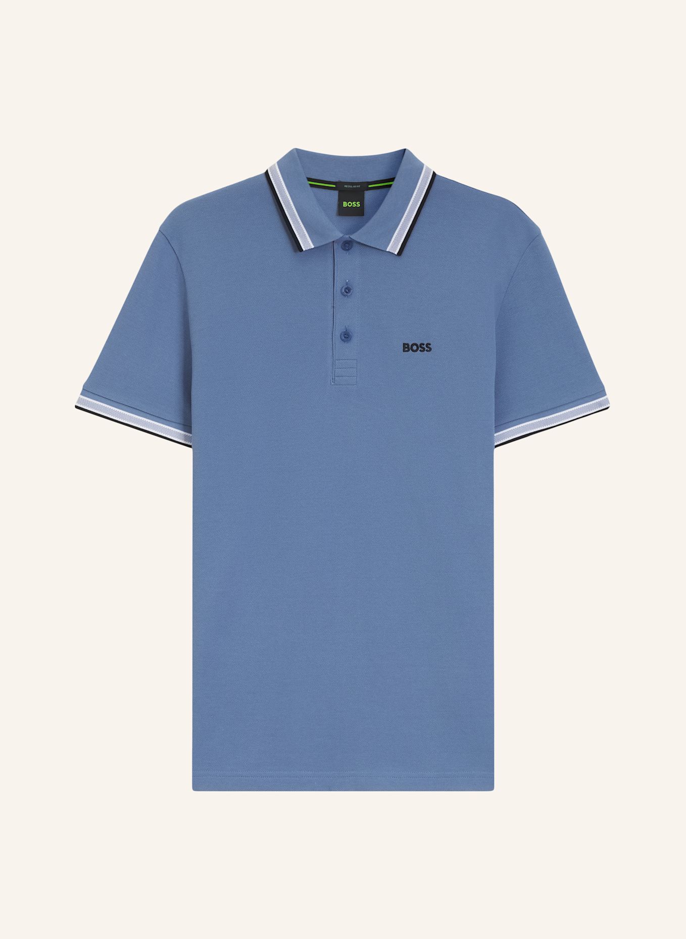 BOSS Piqué-Poloshirt PADDY CURVED Regular Fit: BLAU