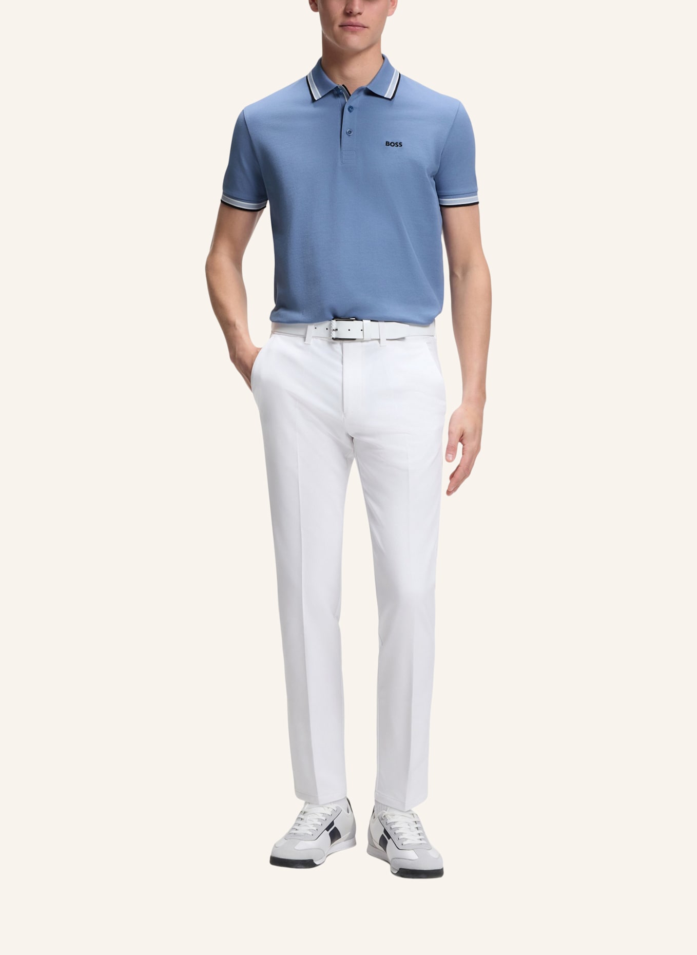 BOSS Piqué-Poloshirt PADDY CURVED Regular Fit: BLAU