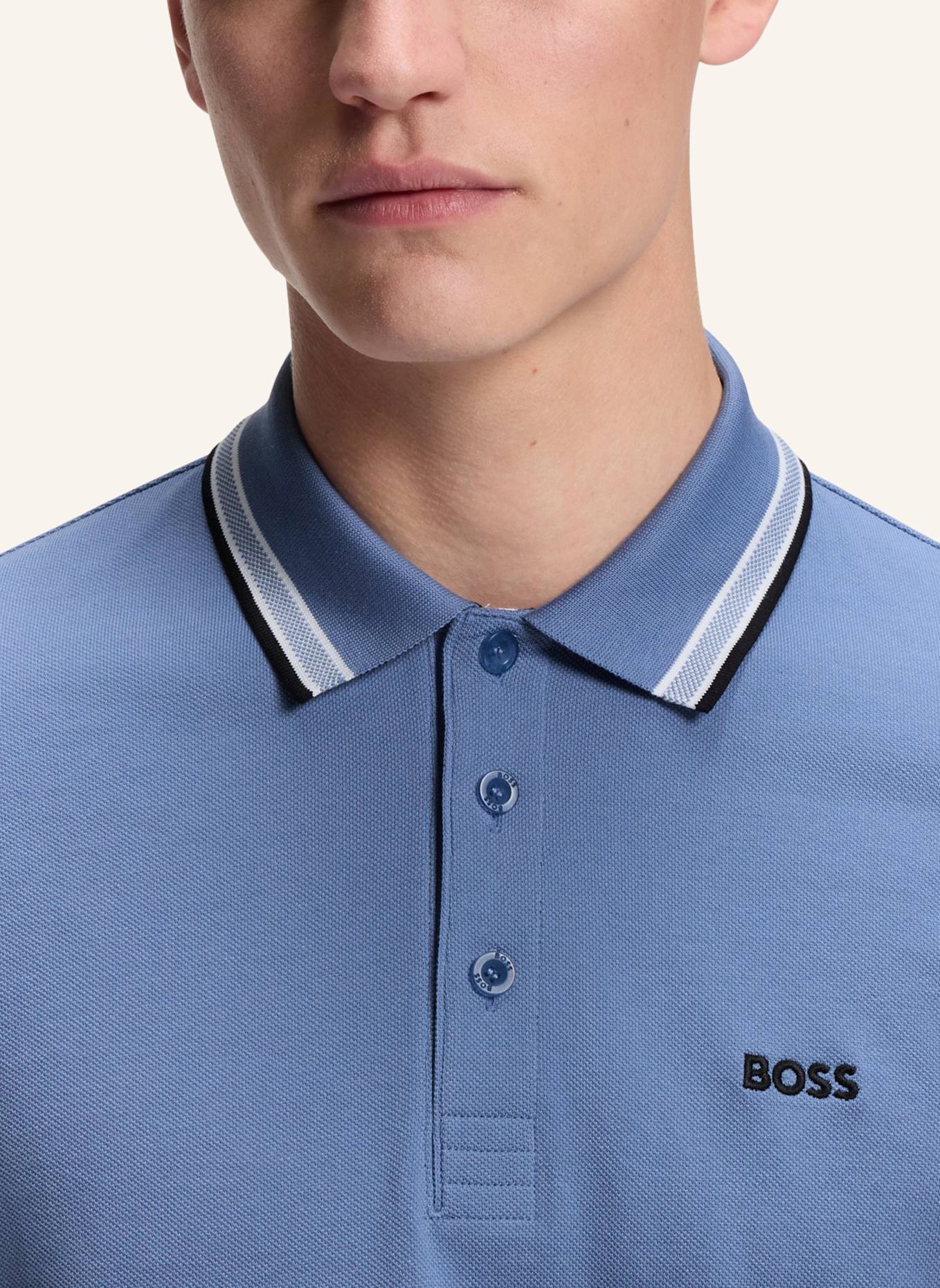 BOSS Piqué-Poloshirt PADDY CURVED Regular Fit: BLAU