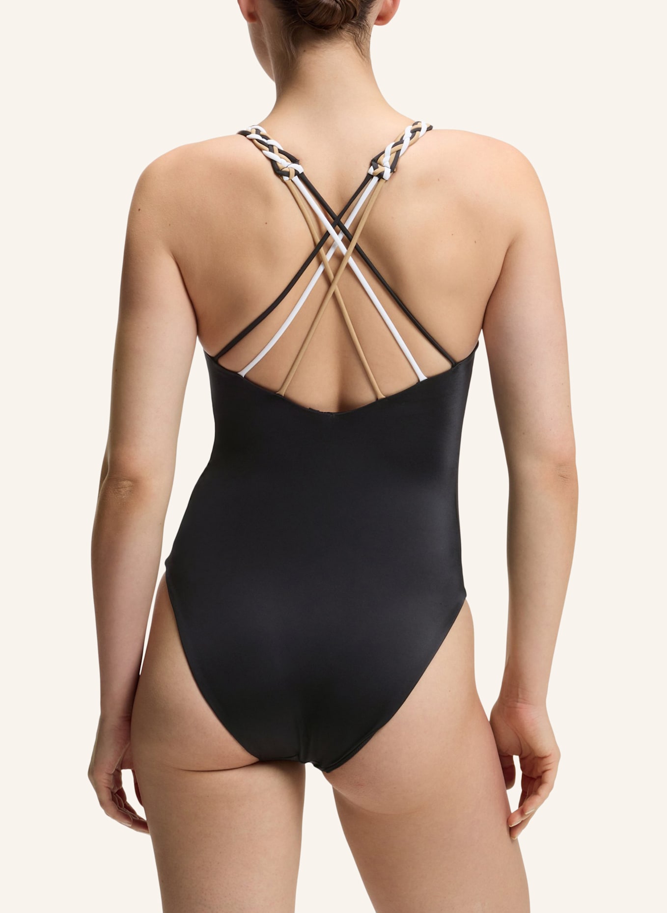 BOSS Badeanzug SWIMSUIT_BOSS BRAID: SCHWARZ