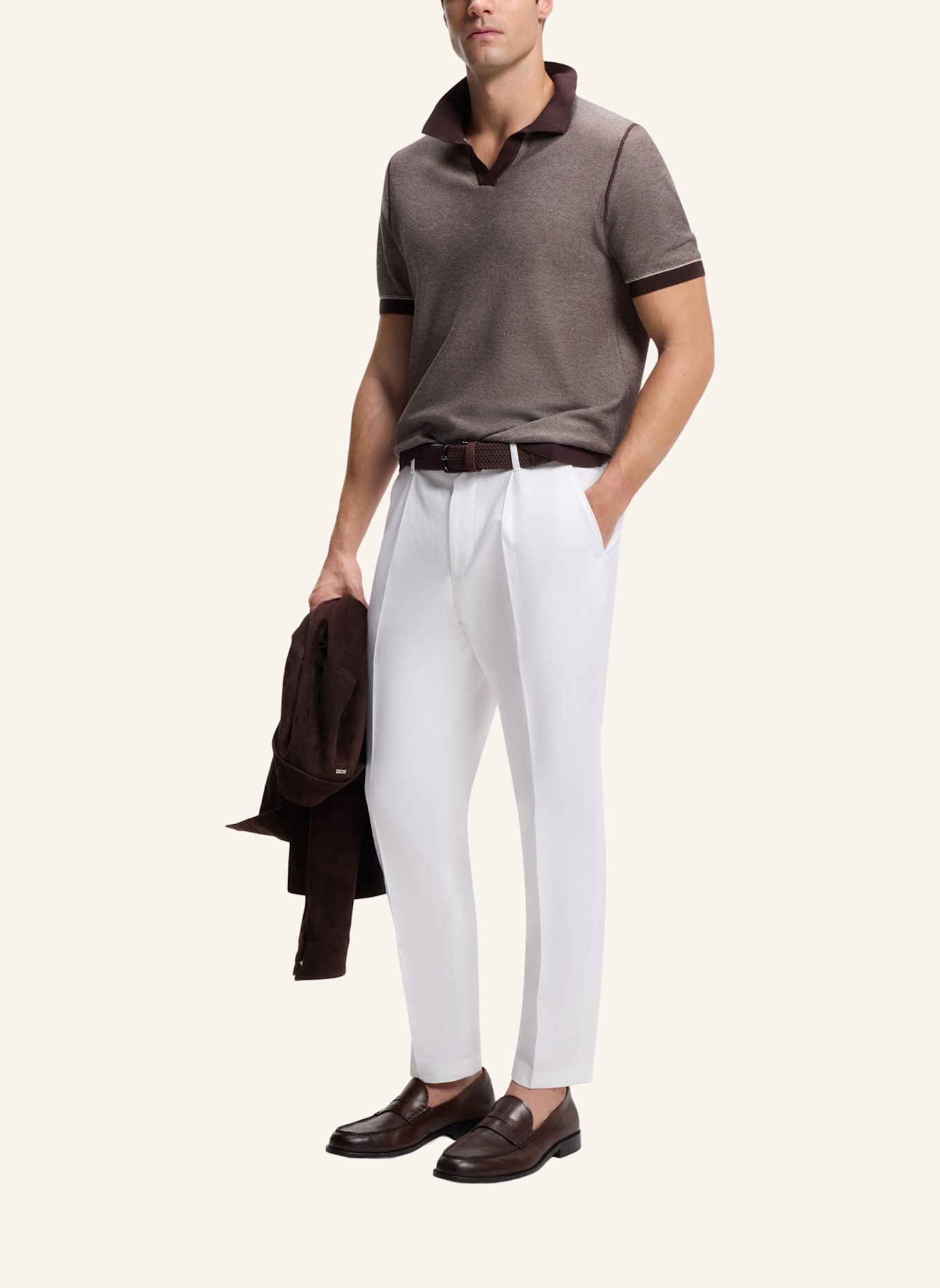 BOSS Business Hose C-PERIN-PL-253 Regular Fit: BEIGE
