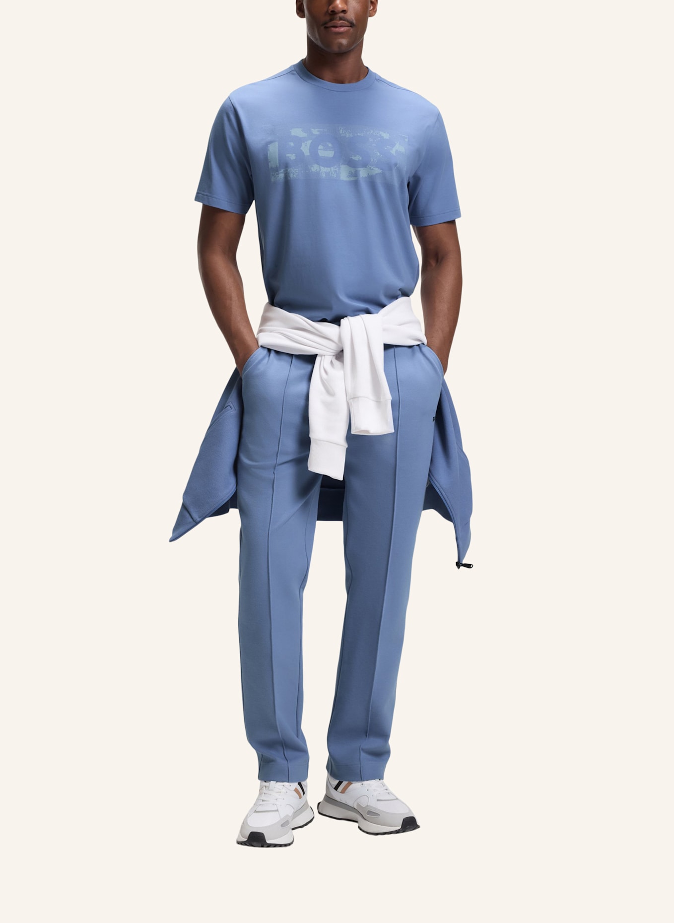 BOSS T-Shirt TS_GLOBE LOGOPATTERN Regular Fit: HELLBLAU