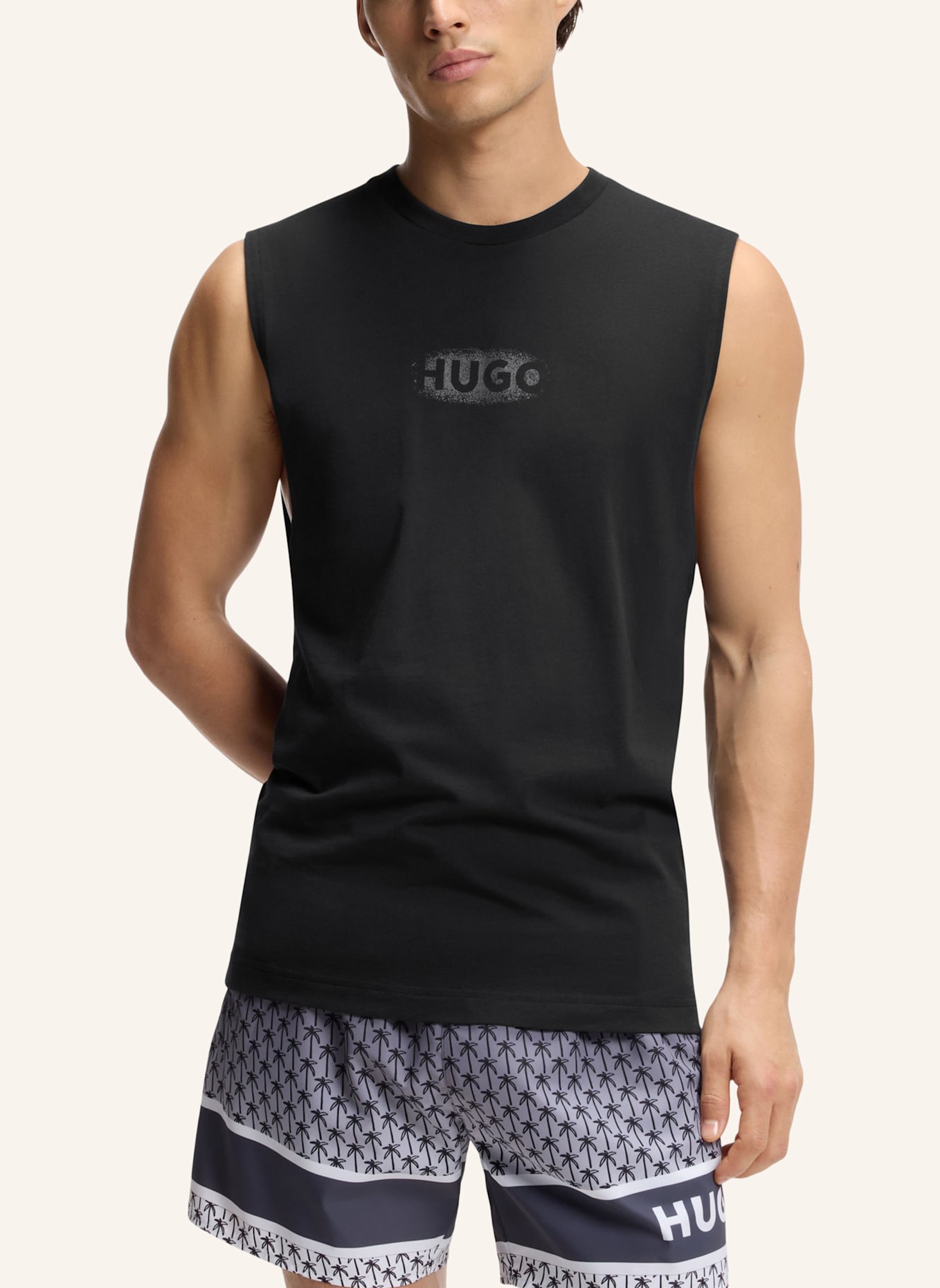 HUGO Strand-Oberteil RAY BEACH_TANK_LOOSE: SCHWARZ