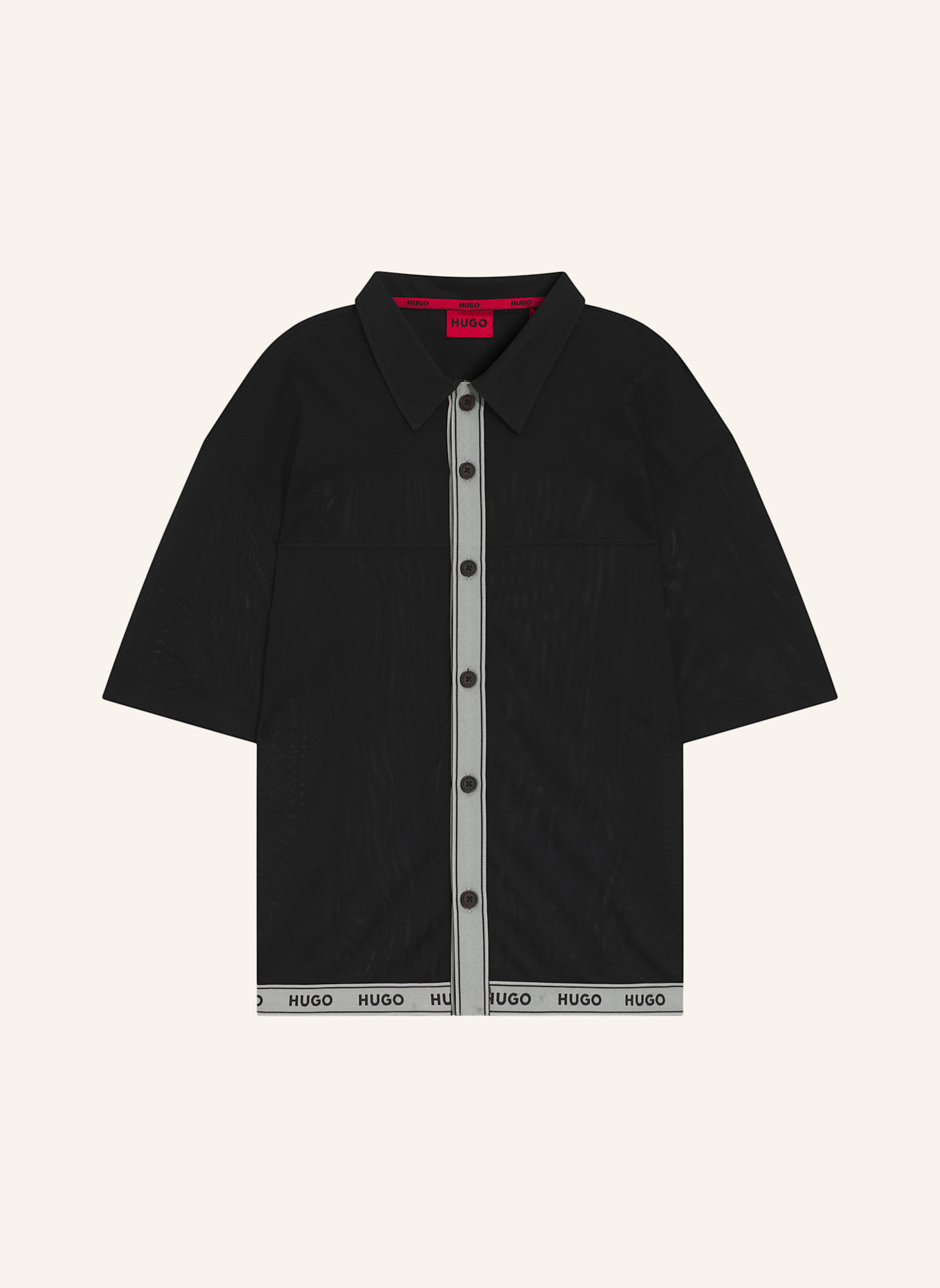 HUGO Badeshort LITE_BEACH SHIRT: SCHWARZ