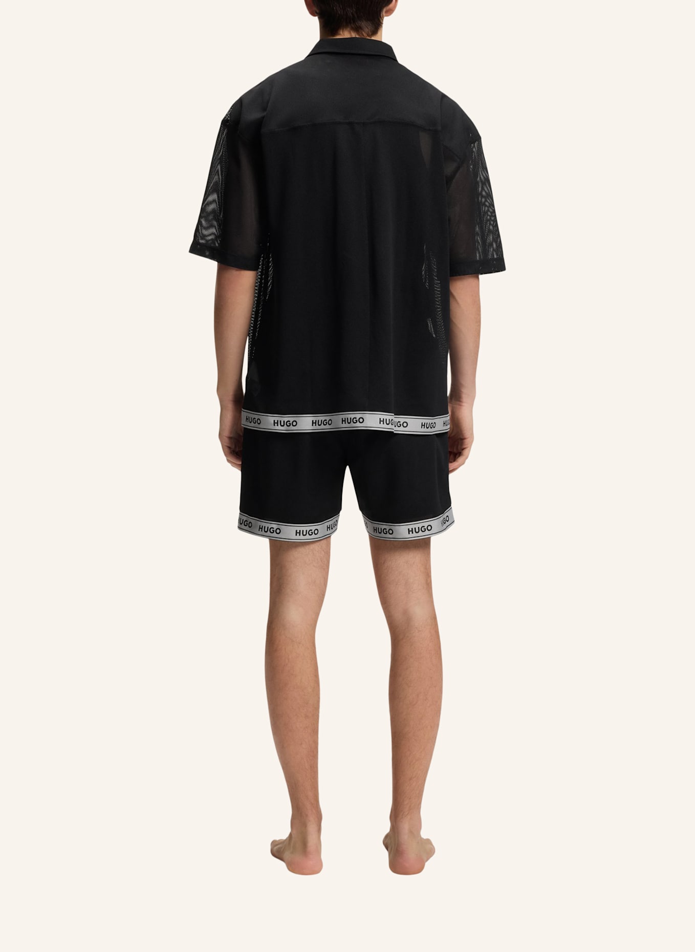 HUGO Badeshort LITE_BEACH SHIRT: SCHWARZ