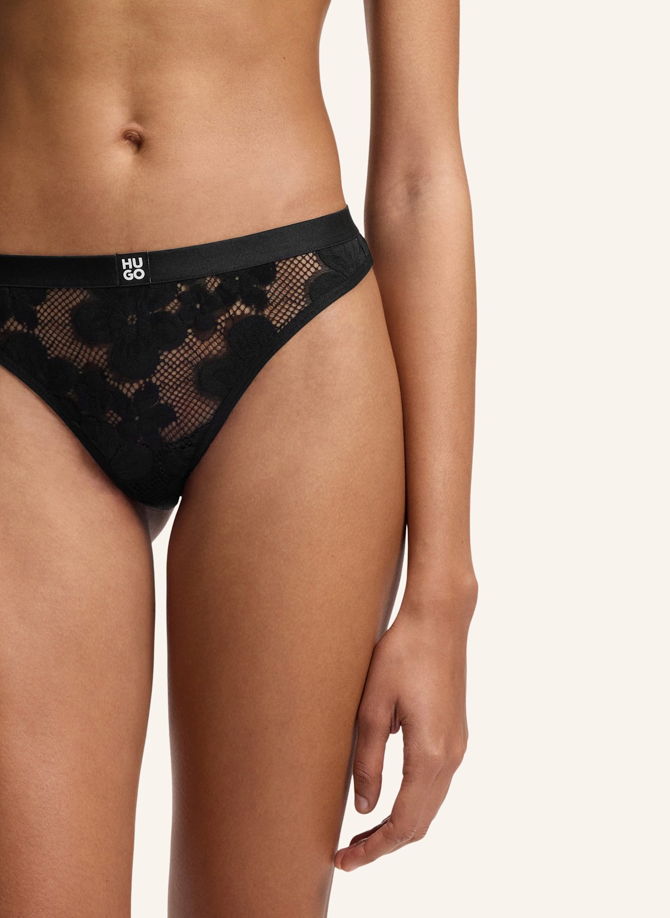 HUGO Slip BLOOM LACE THONG: SCHWARZ