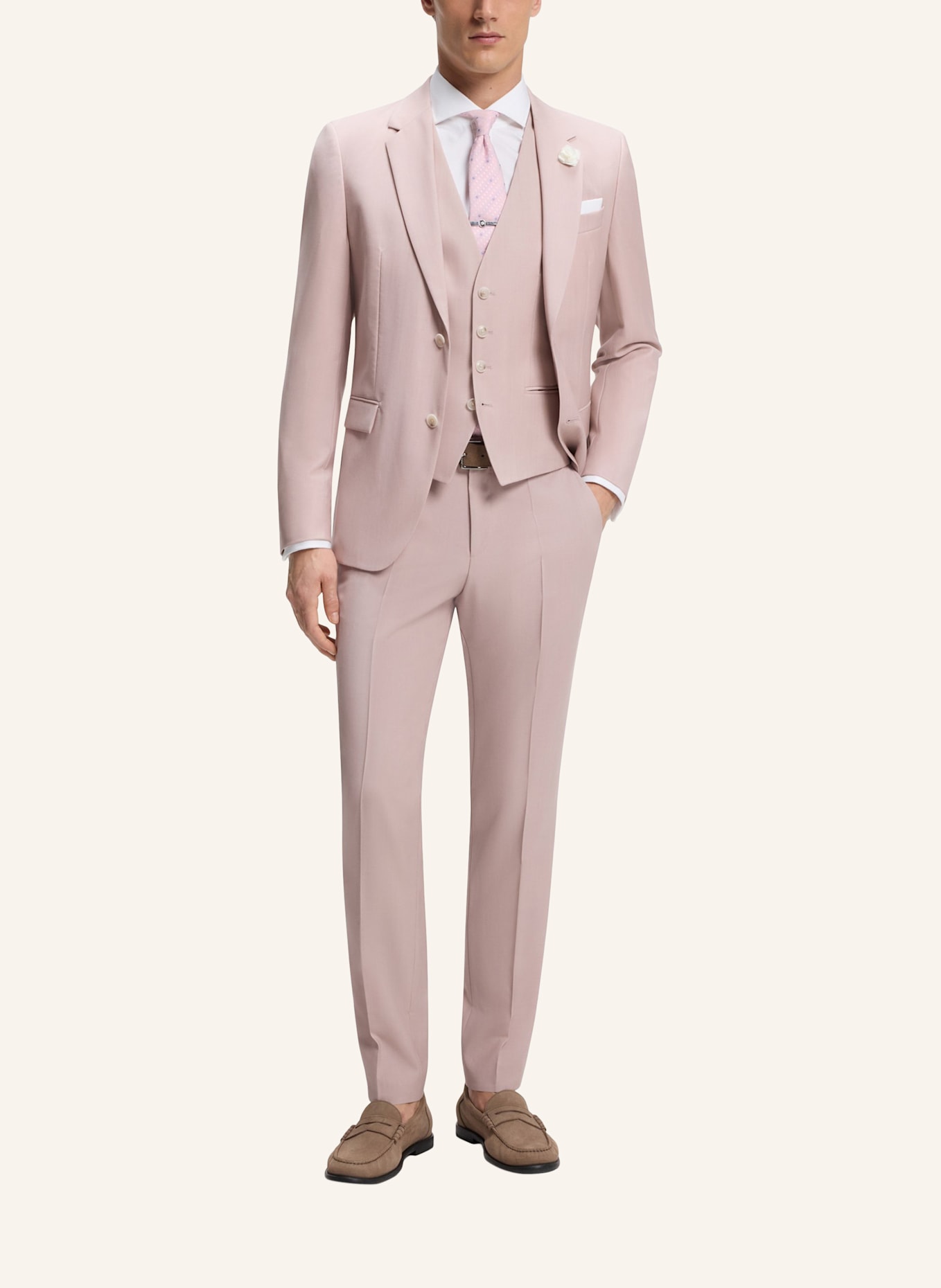 BOSS Business Anzug H-HOUSTON-3PCS-262 Slim Fit: HELLROSA