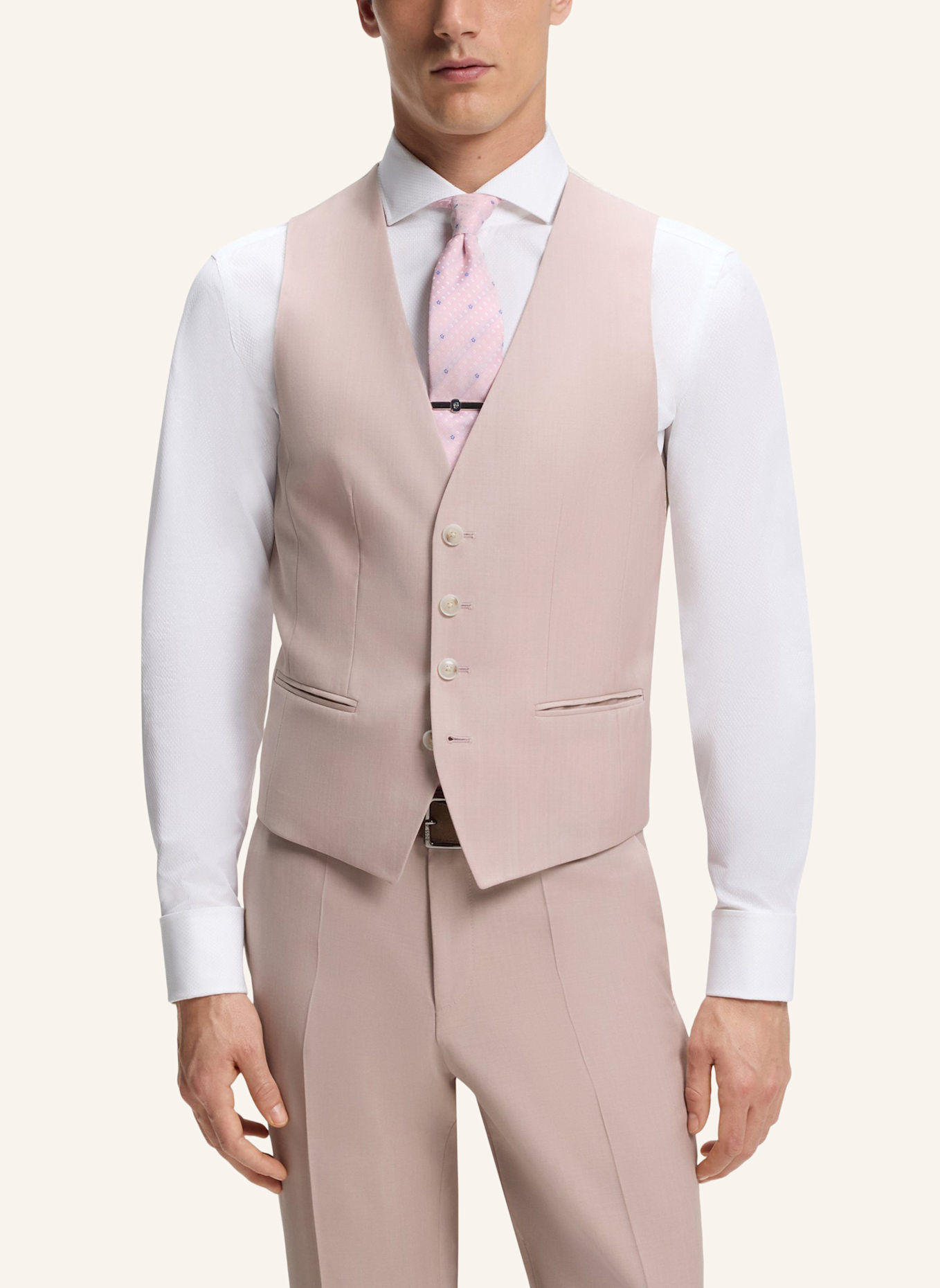 BOSS Business Anzug H-HOUSTON-3PCS-262 Slim Fit: HELLROSA