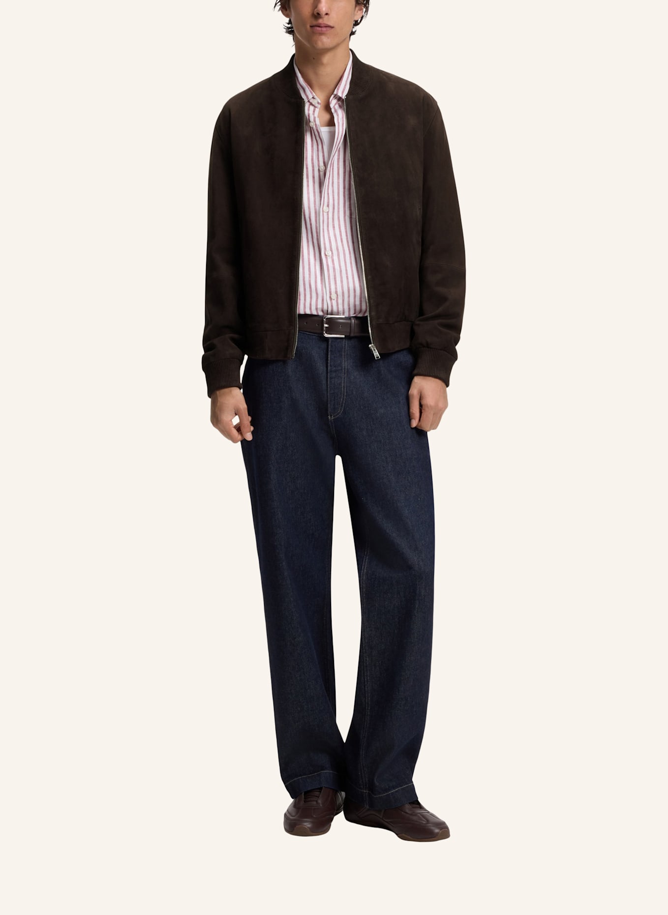 BOSS Lederblouson MULLER: DUNKELBRAUN