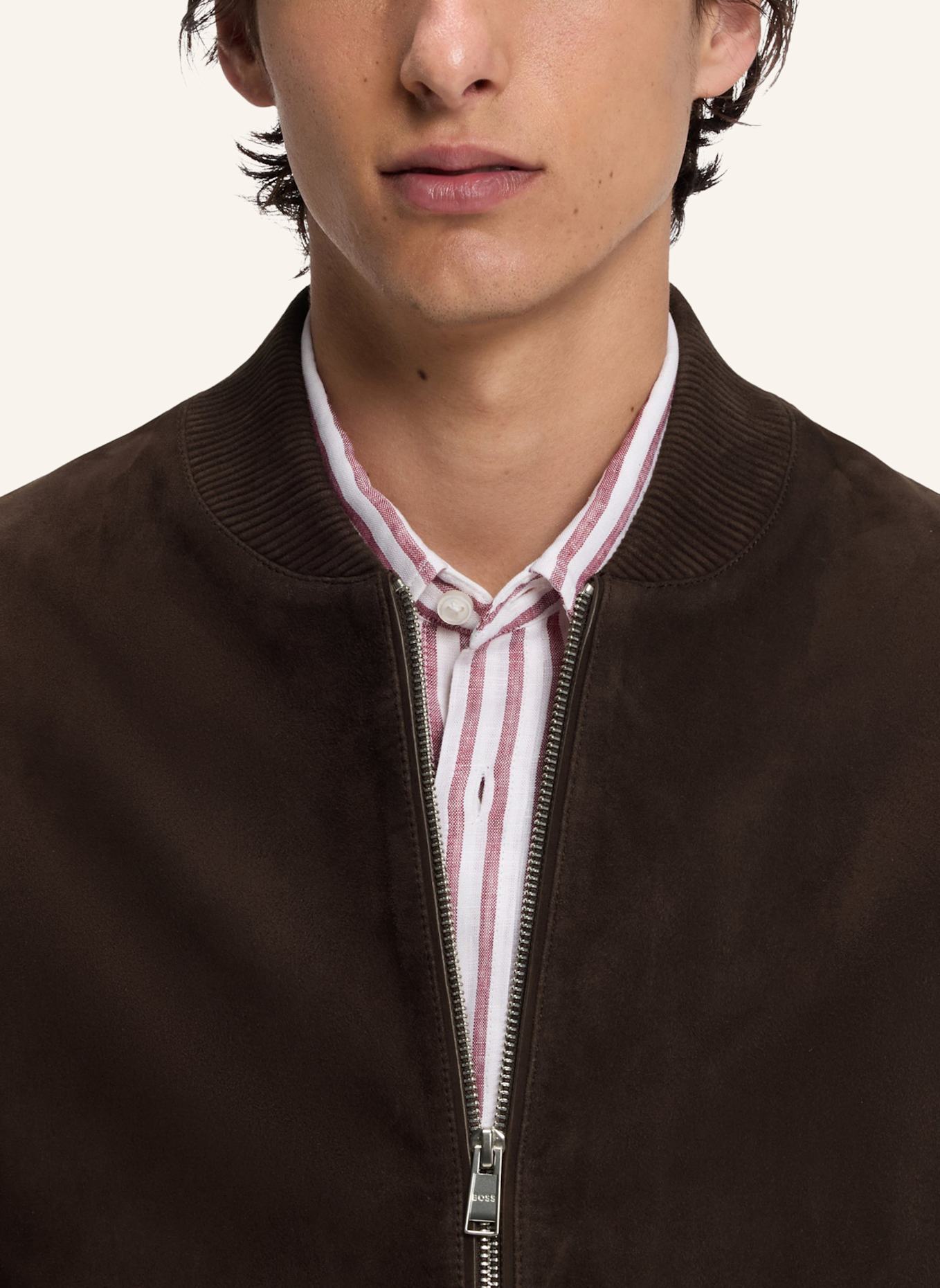 BOSS Lederblouson MULLER: DUNKELBRAUN