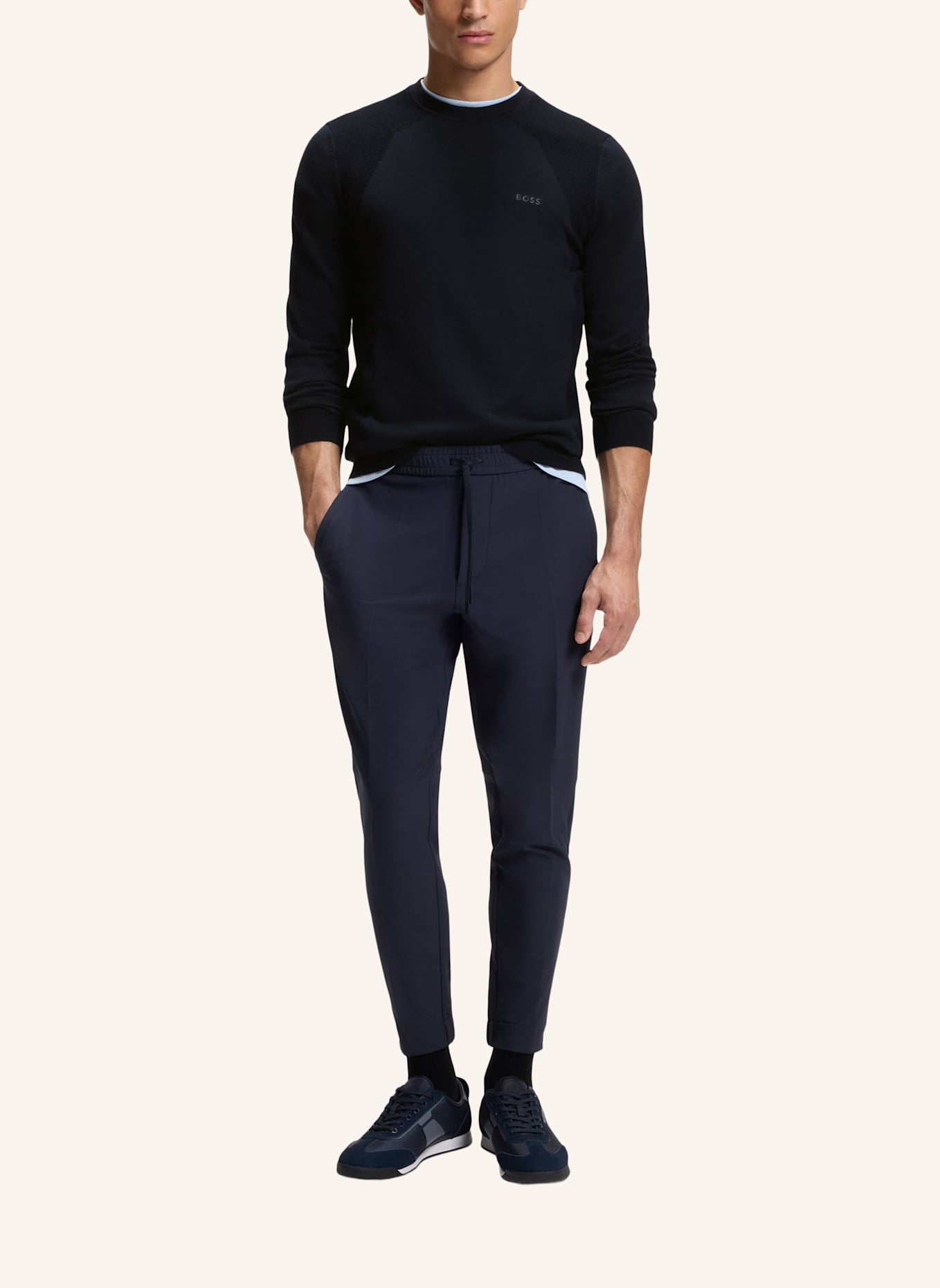 BOSS Pullover KN_MOMENTUM-LITE CN Regular Fit: DUNKELBLAU