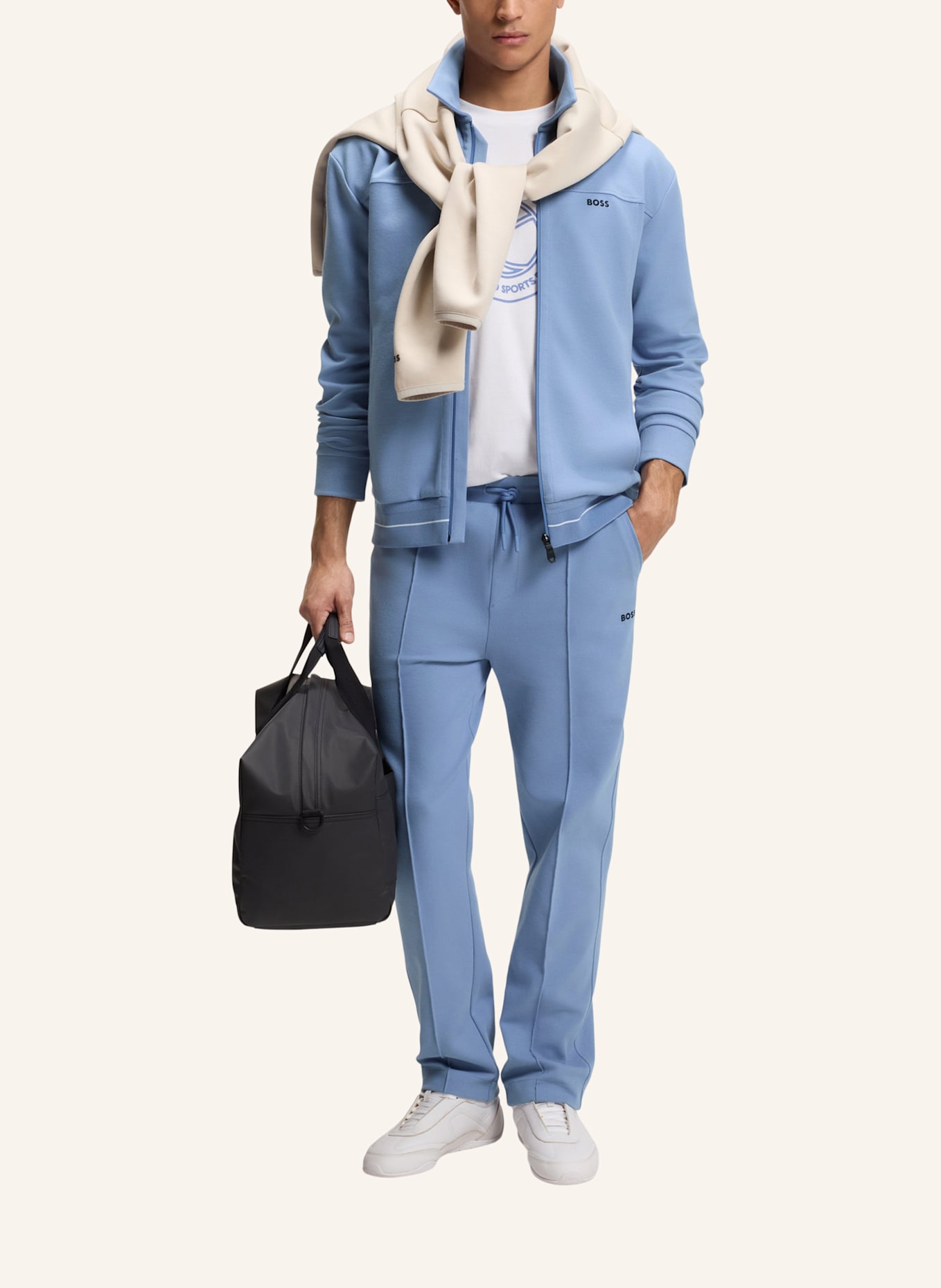 BOSS Sweatshirt SW_MEMBER FZ Relaxed Fit: HELLBLAU