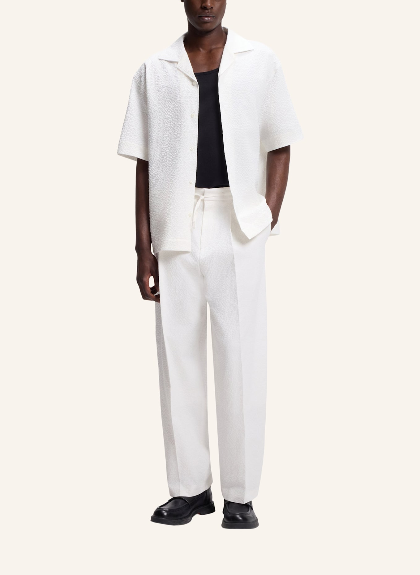 HUGO Casual Hemd ESPINO Oversize Fit: WEISS