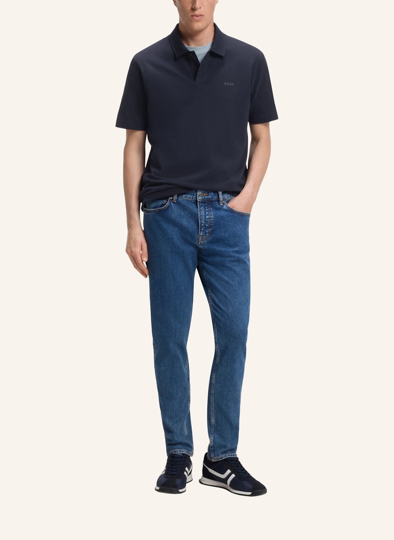 BOSS Poloshirt PE_SLUB_Z Regular Fit: DUNKELBLAU