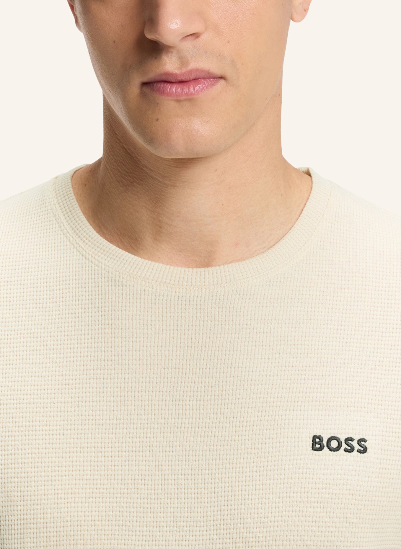 BOSS Pyjama-Oberteil WAFFLE T-SHIRT Regular Fit: WEISS