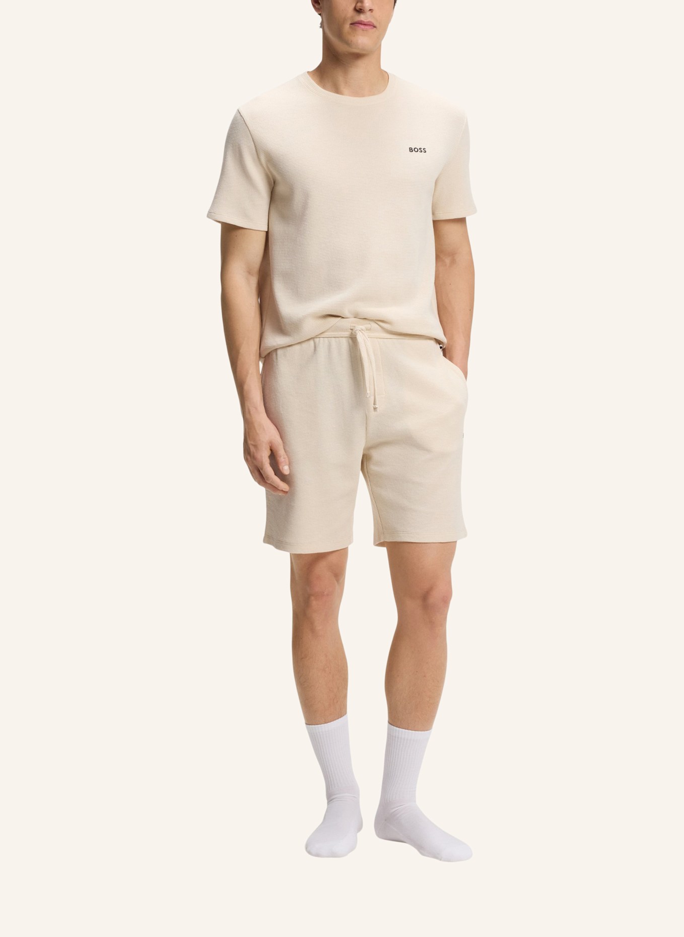 BOSS Pyjamas Unterteil WAFFLE SHORTS: WEISS