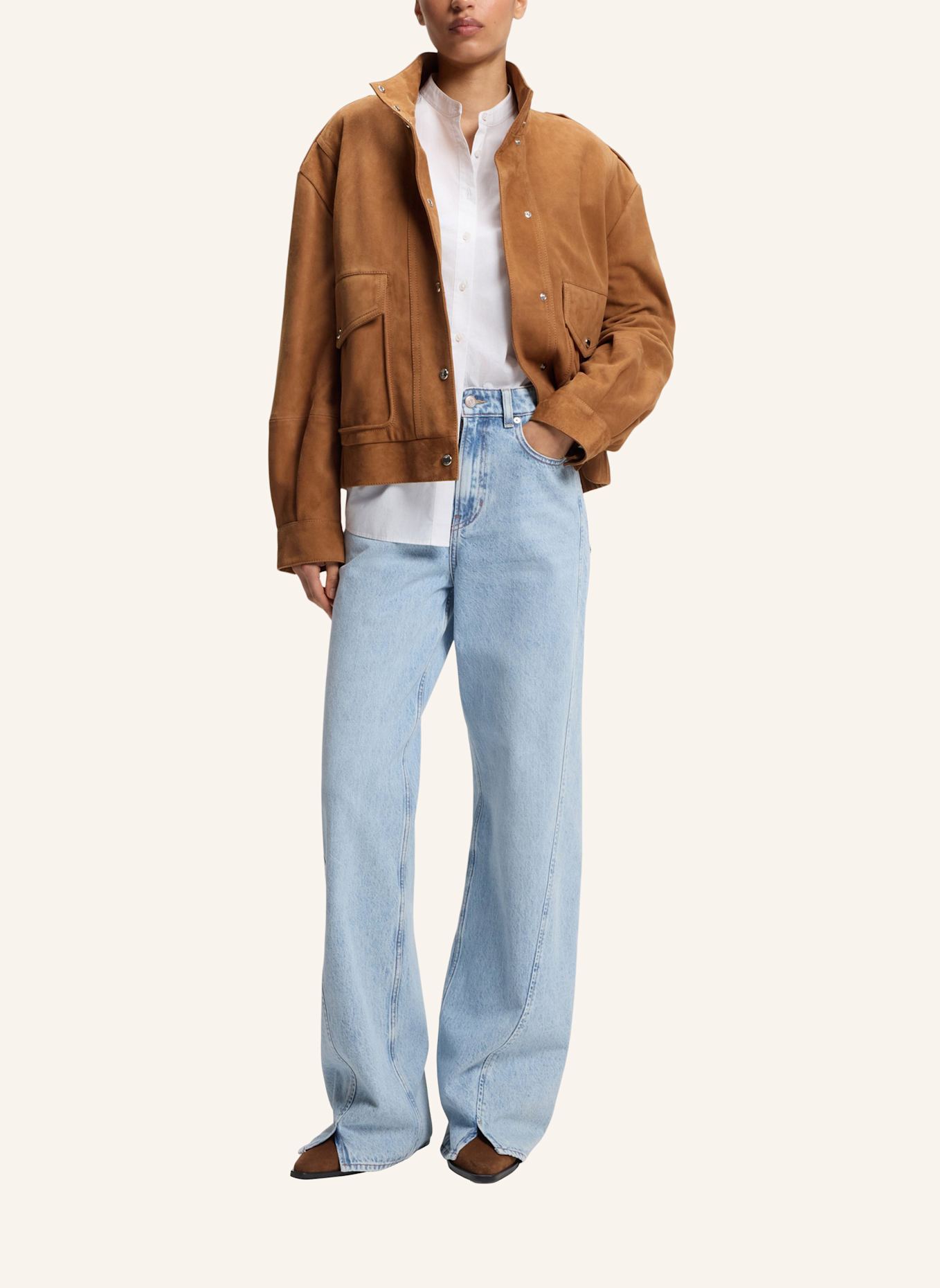 BOSS Lederjacke C_SABEA Relaxed Fit: BRAUN