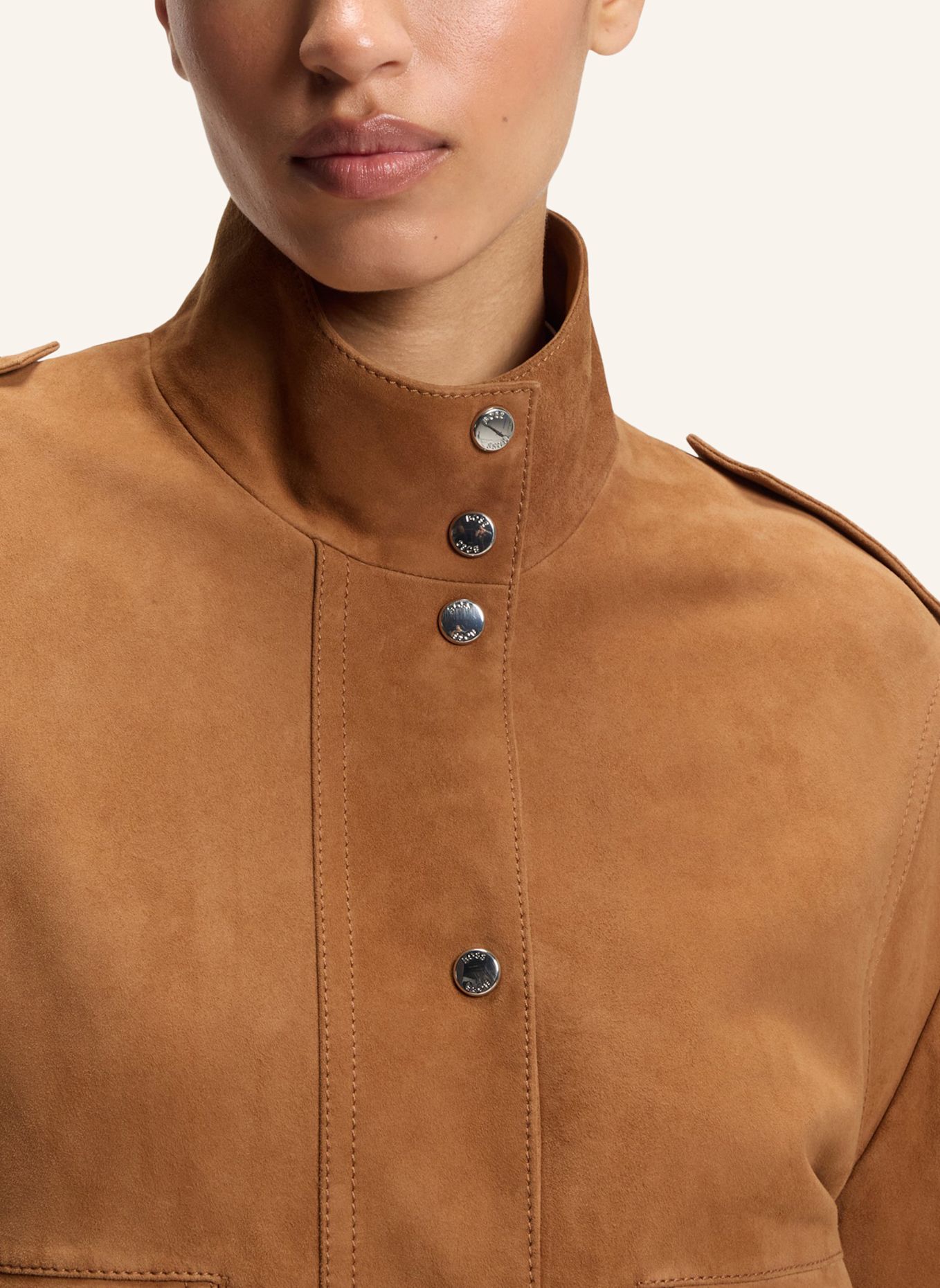 BOSS Lederjacke C_SABEA Relaxed Fit: BRAUN