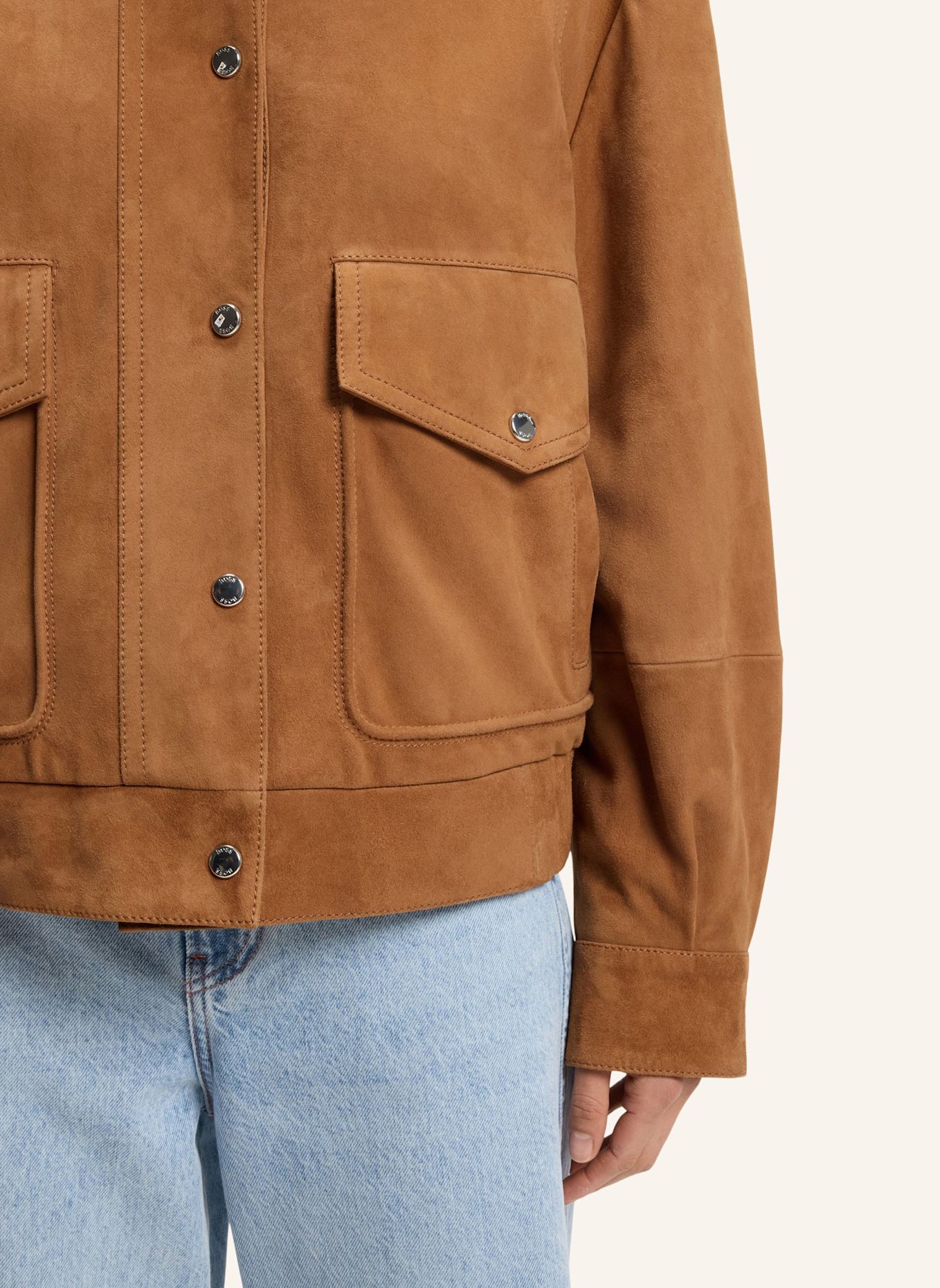 BOSS Lederjacke C_SABEA Relaxed Fit: BRAUN